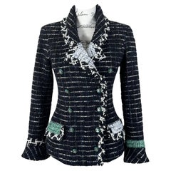 Vintage Chanel Icon New Black Tweed Jacket