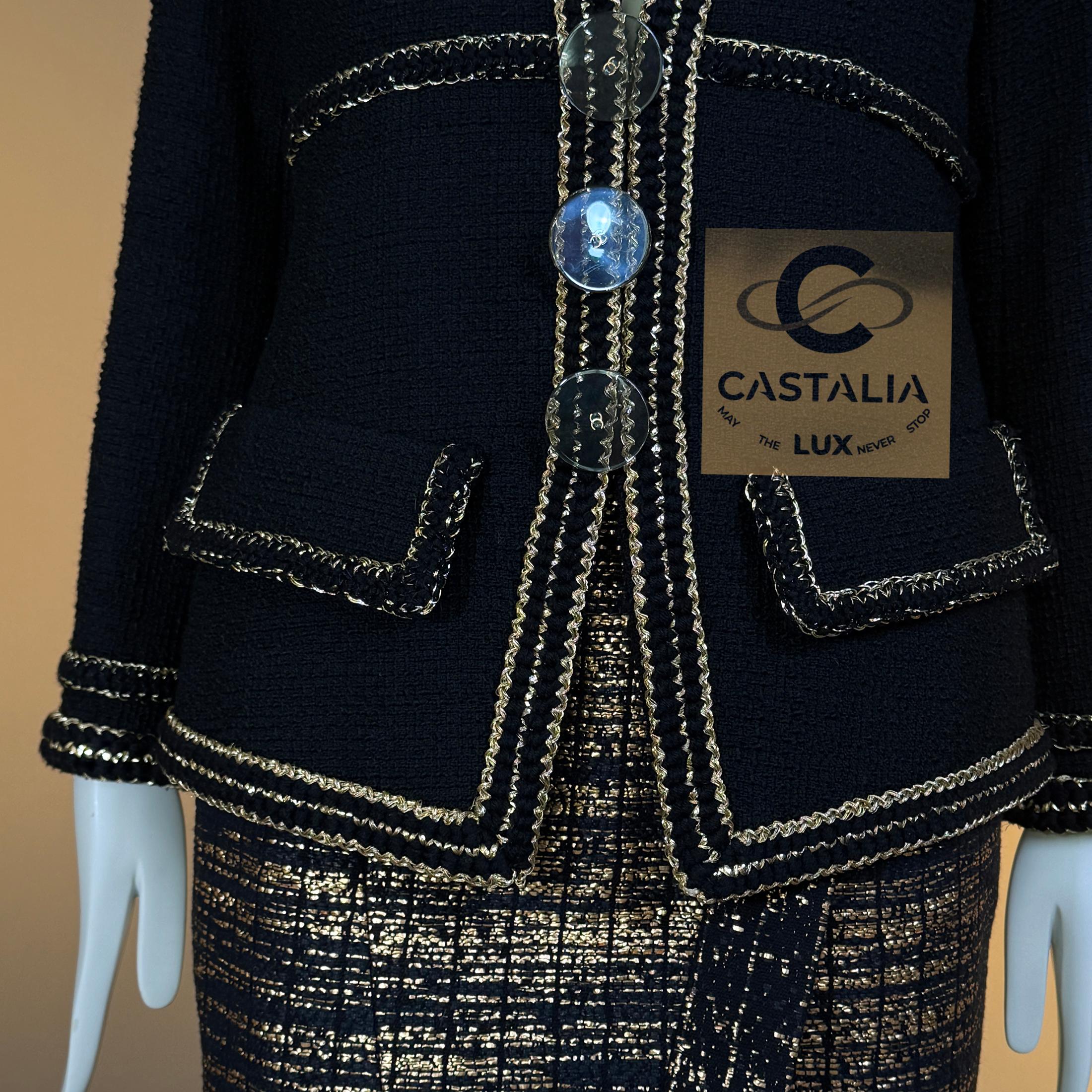 CHANEL Icon Paris / Cosmopolite Veste en tweed noir 40 FR en vente 7