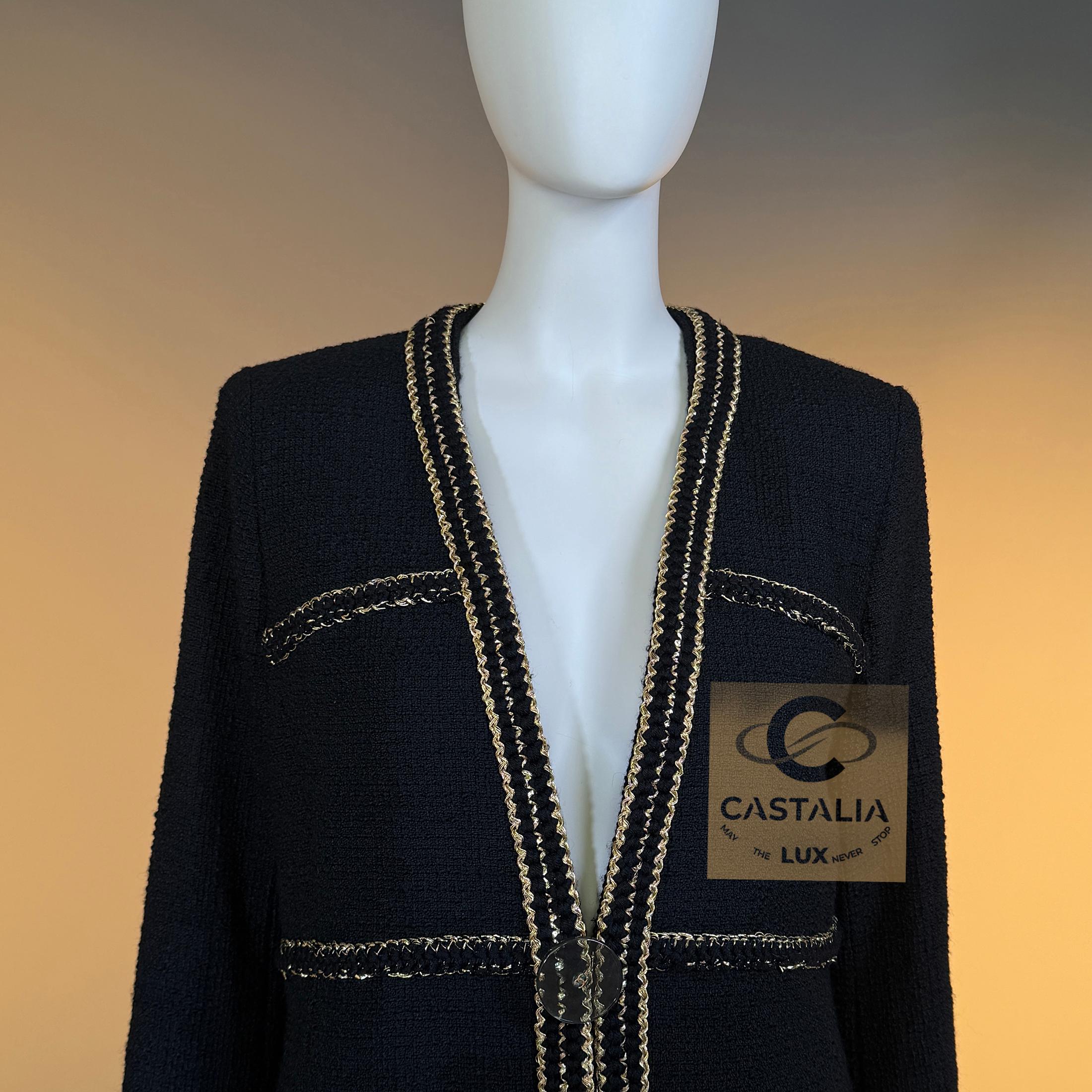 CHANEL Icon Paris / Cosmopolite Veste en tweed noir 40 FR en vente 4