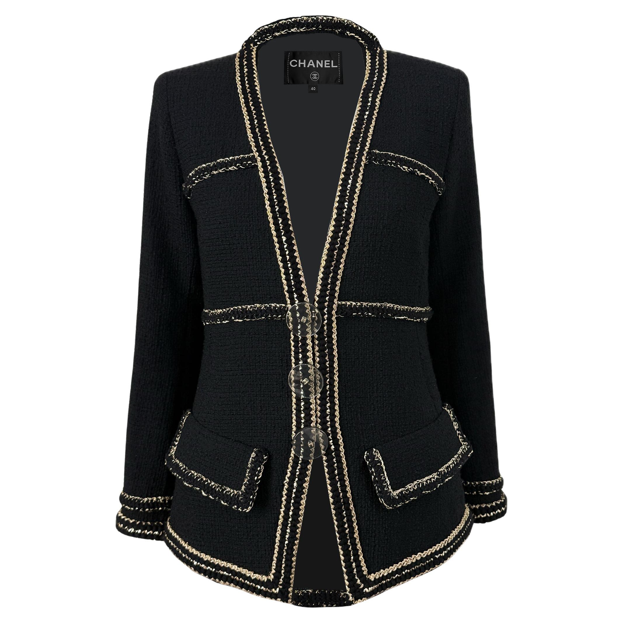 Chanel Icon Paris / Giacca in tweed nero Cosmpolite 40 FR