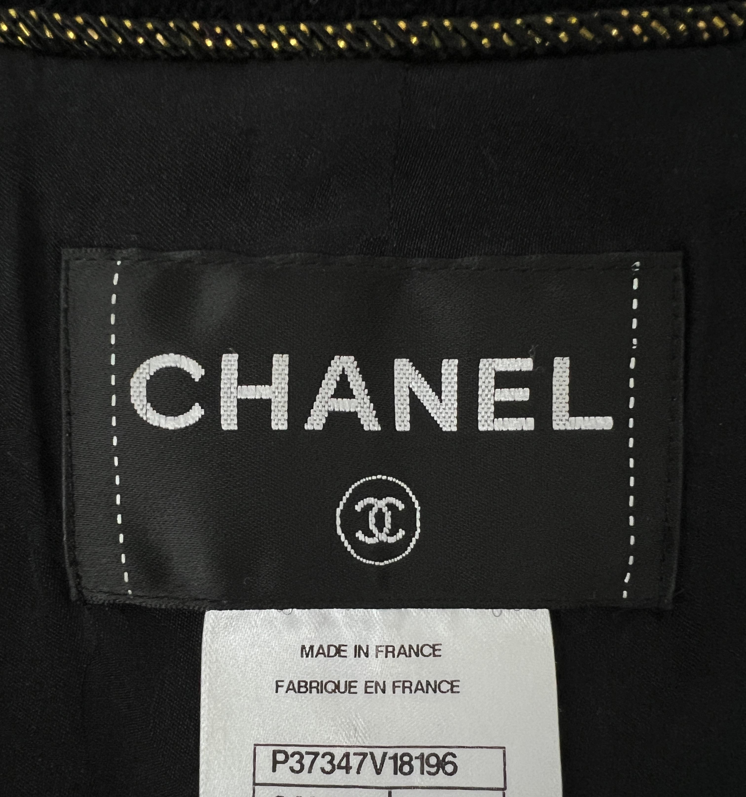 Chanel Icone Paris / Venise Veste en tweed noir 34 FR en vente 10