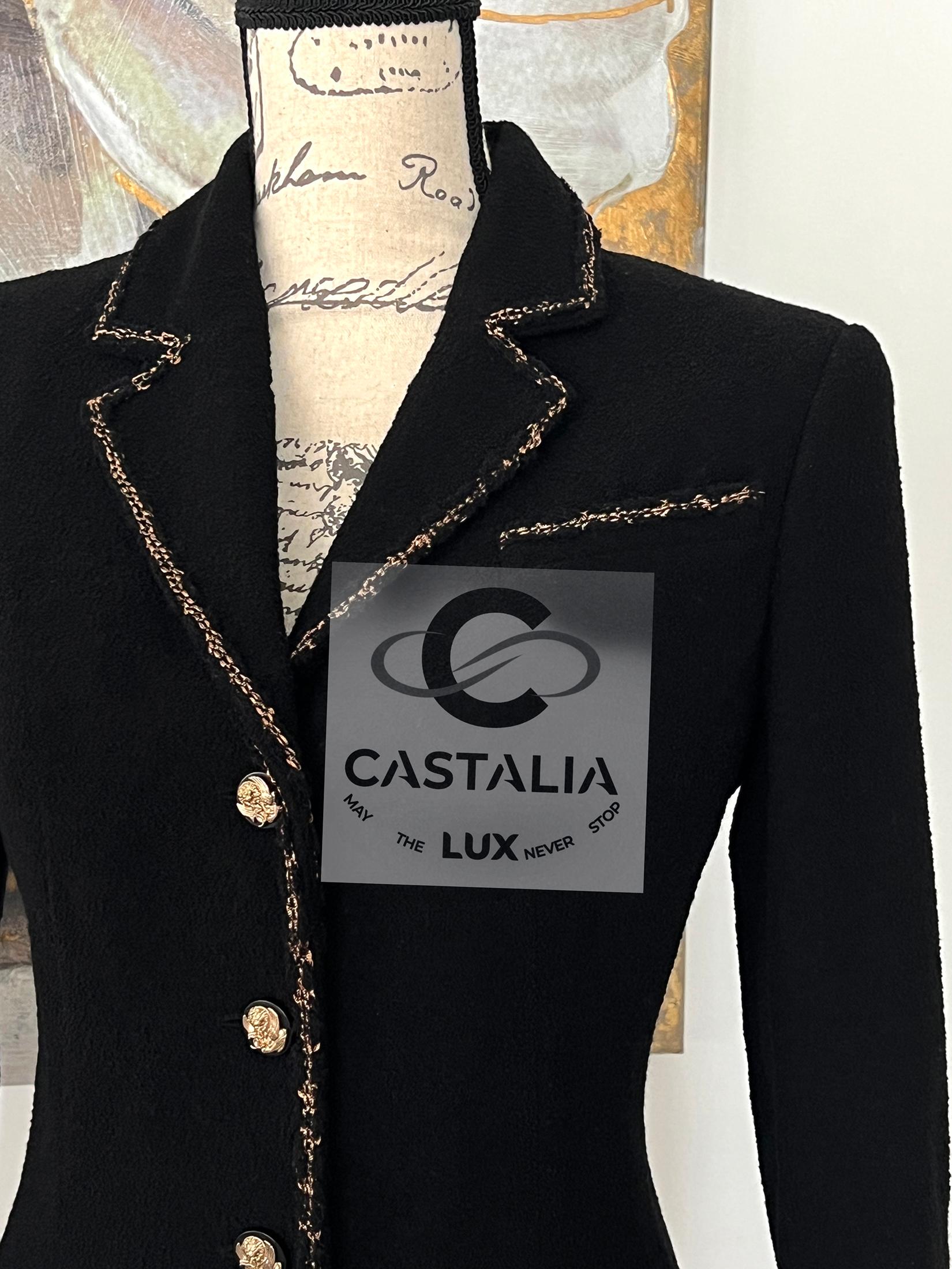 Chanel Icone Paris / Venise Veste en tweed noir 34 FR en vente 3