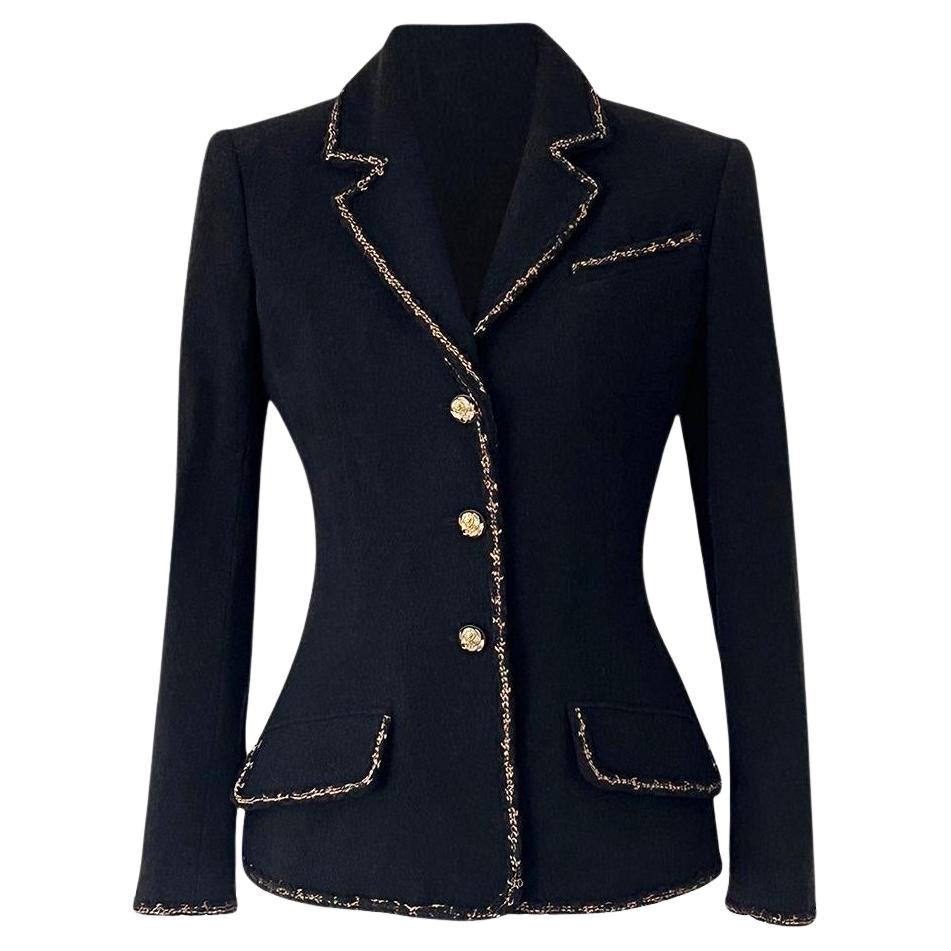 Chanel Icone Paris / Venise Veste en tweed noir 34 FR