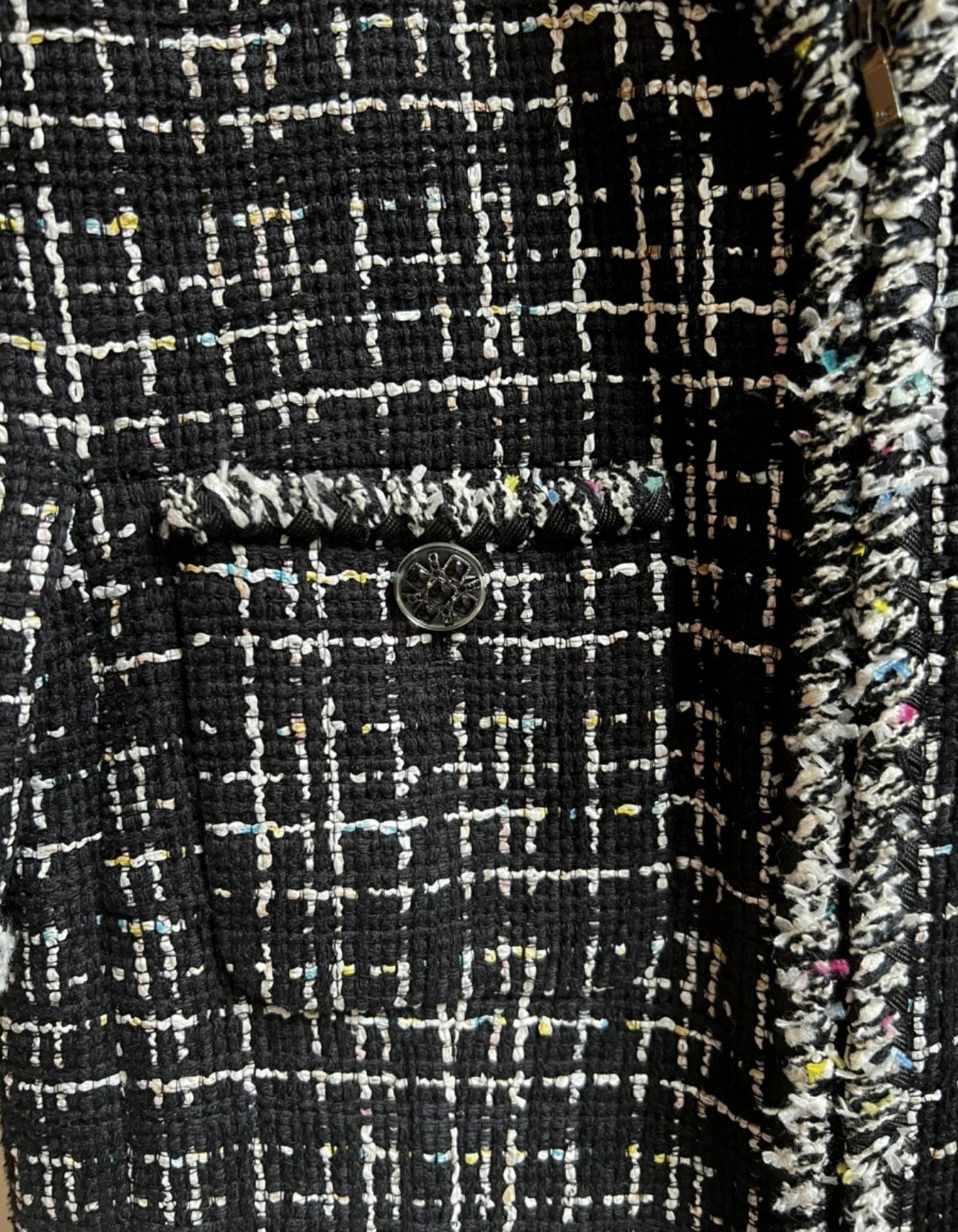 Chanel Iconic 2019 Spring Black Tweed Jacket  For Sale 2