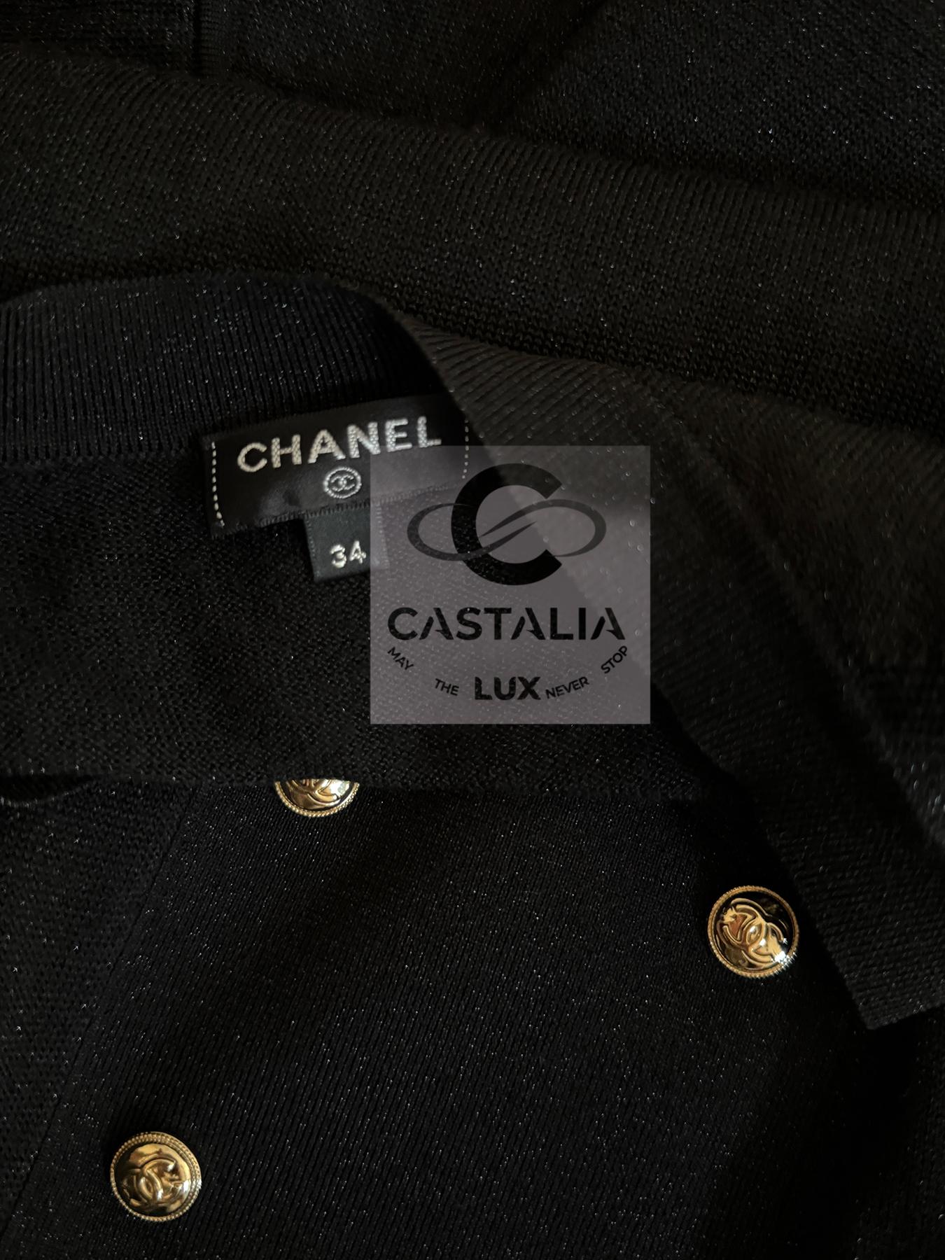Chanel Iconic 2020 Ad Campaigner Schwarz Schimmer Kleid 34 FR im Angebot 12