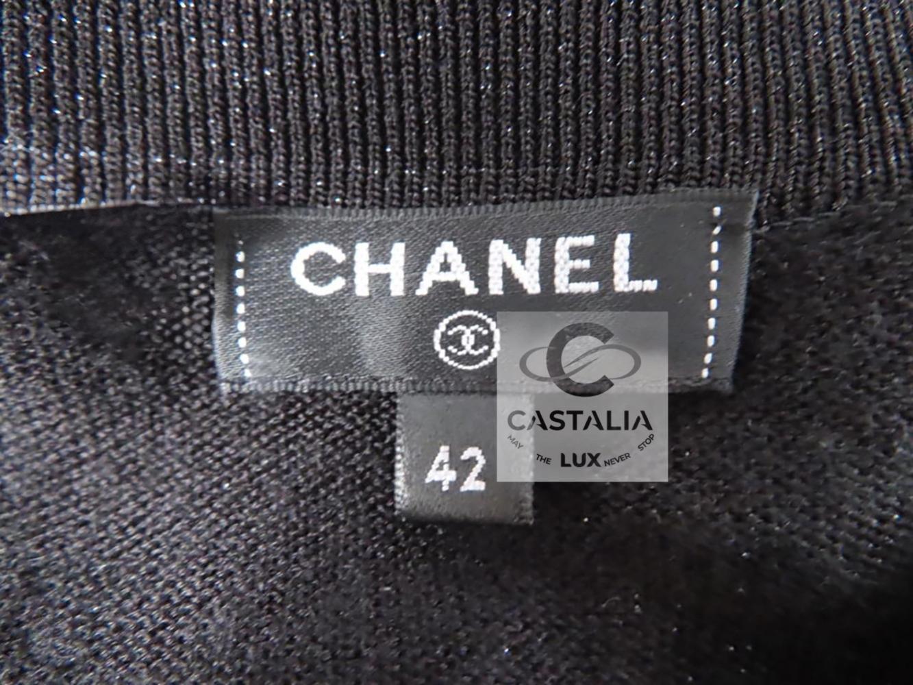 Chanel Iconic 2020 Ad Campaigner Schwarz Schimmer Kleid 42 FR im Angebot 12