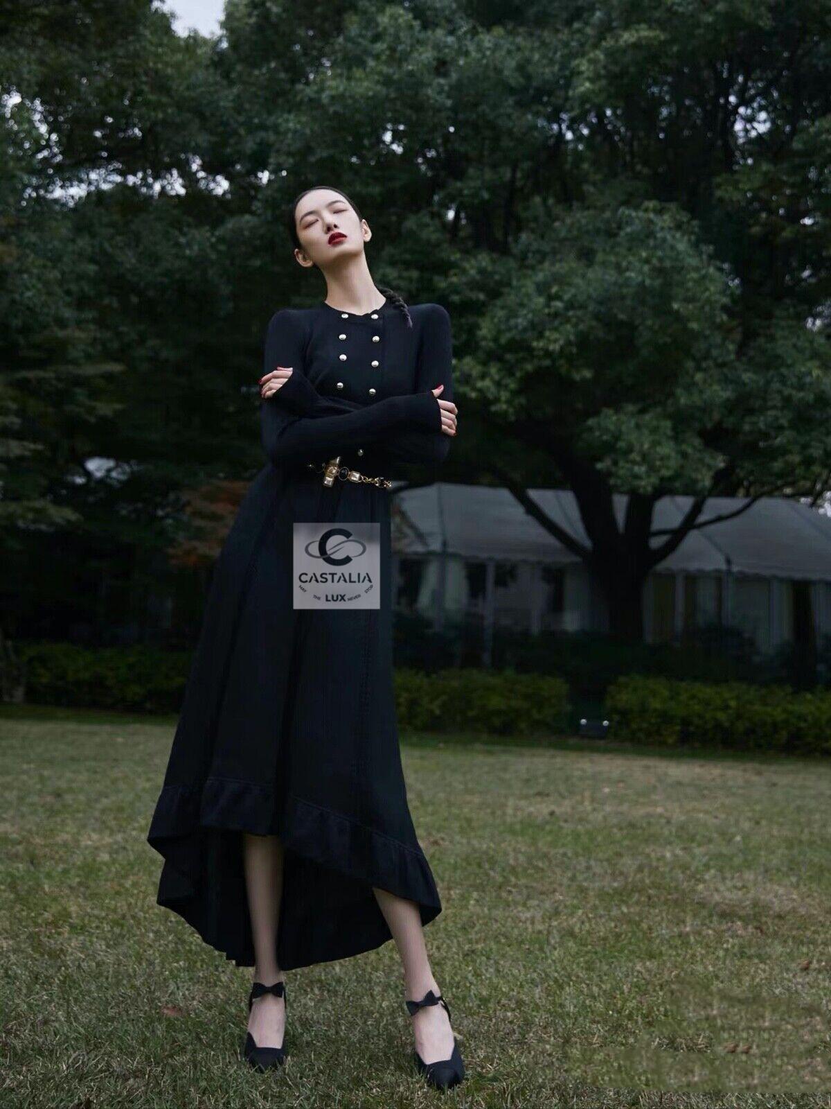 Chanel Iconic 2020 Ad Campaign Maxi Black Shimmer Dress 34 FR For Sale 6