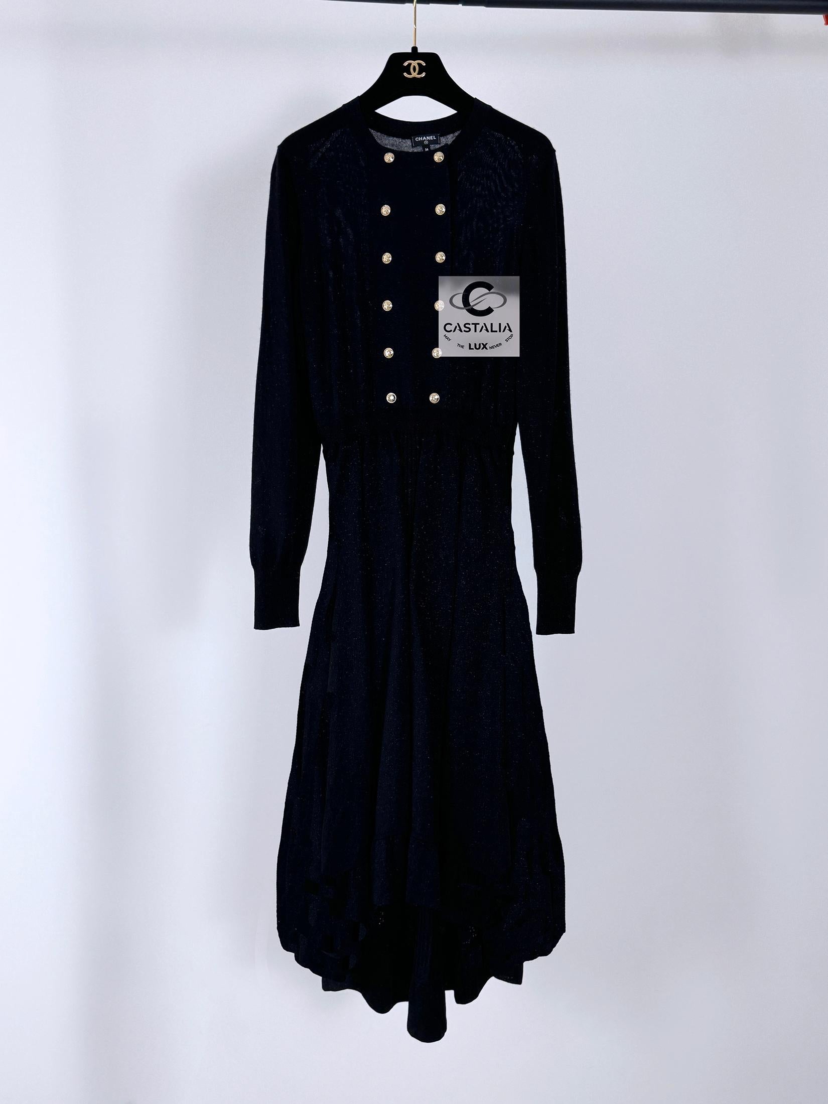 Chanel Iconic 2020 Ad Campaign Maxi Black Shimmer Dress 34 FR For Sale 7
