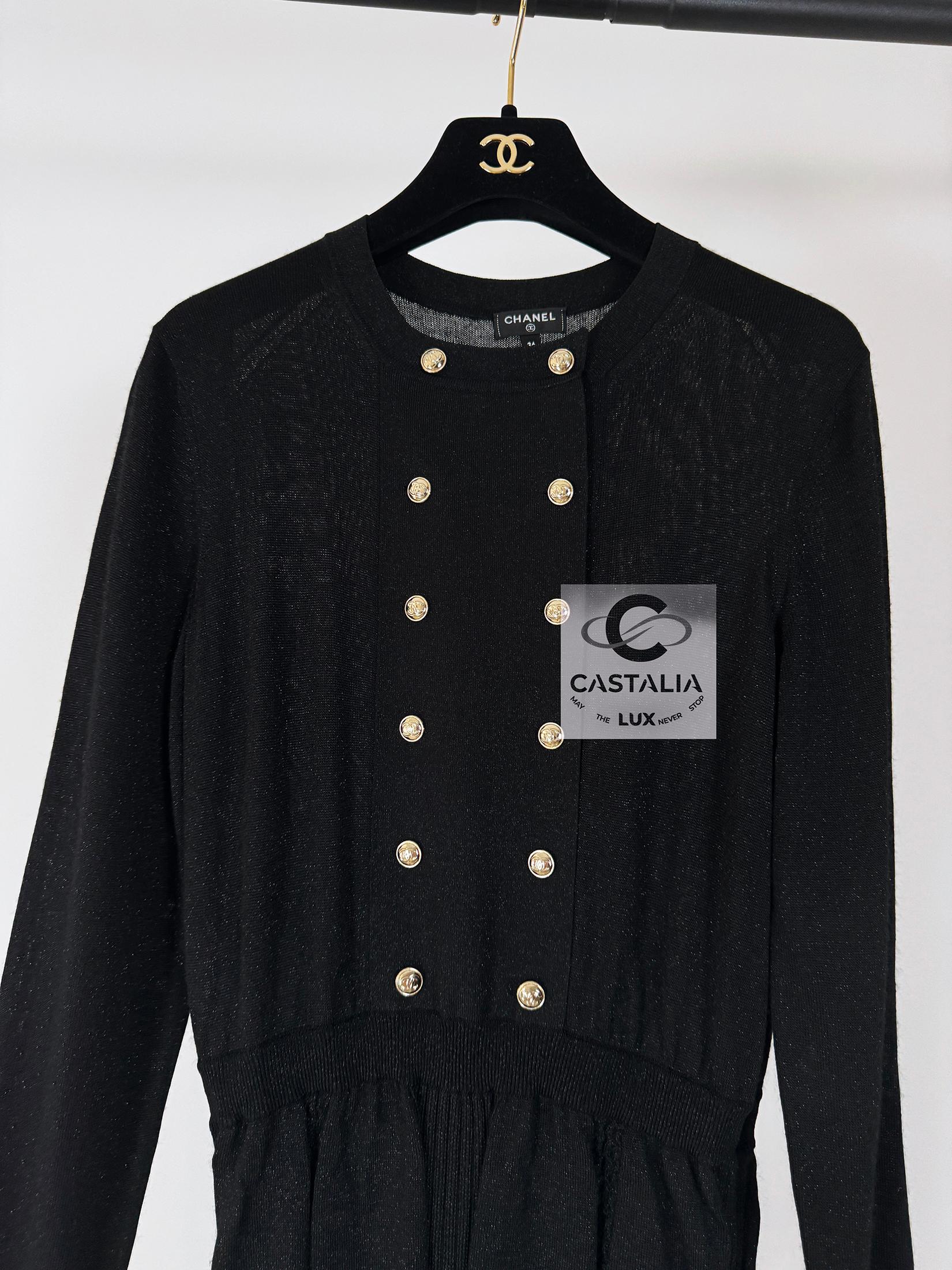 Chanel Iconic 2020 Ad Campaign Maxi Black Shimmer Dress 34 FR For Sale 8