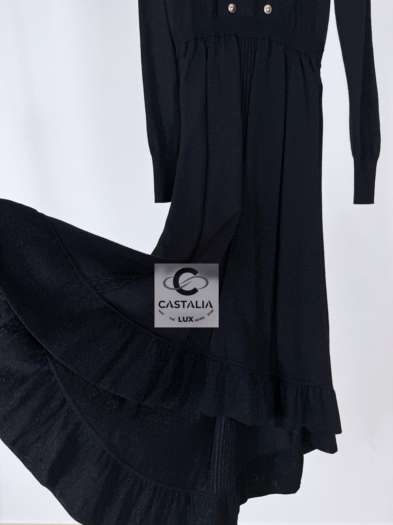 Chanel Iconic 2020 Ad Campaign Maxi Black Shimmer Dress 34 FR For Sale 11