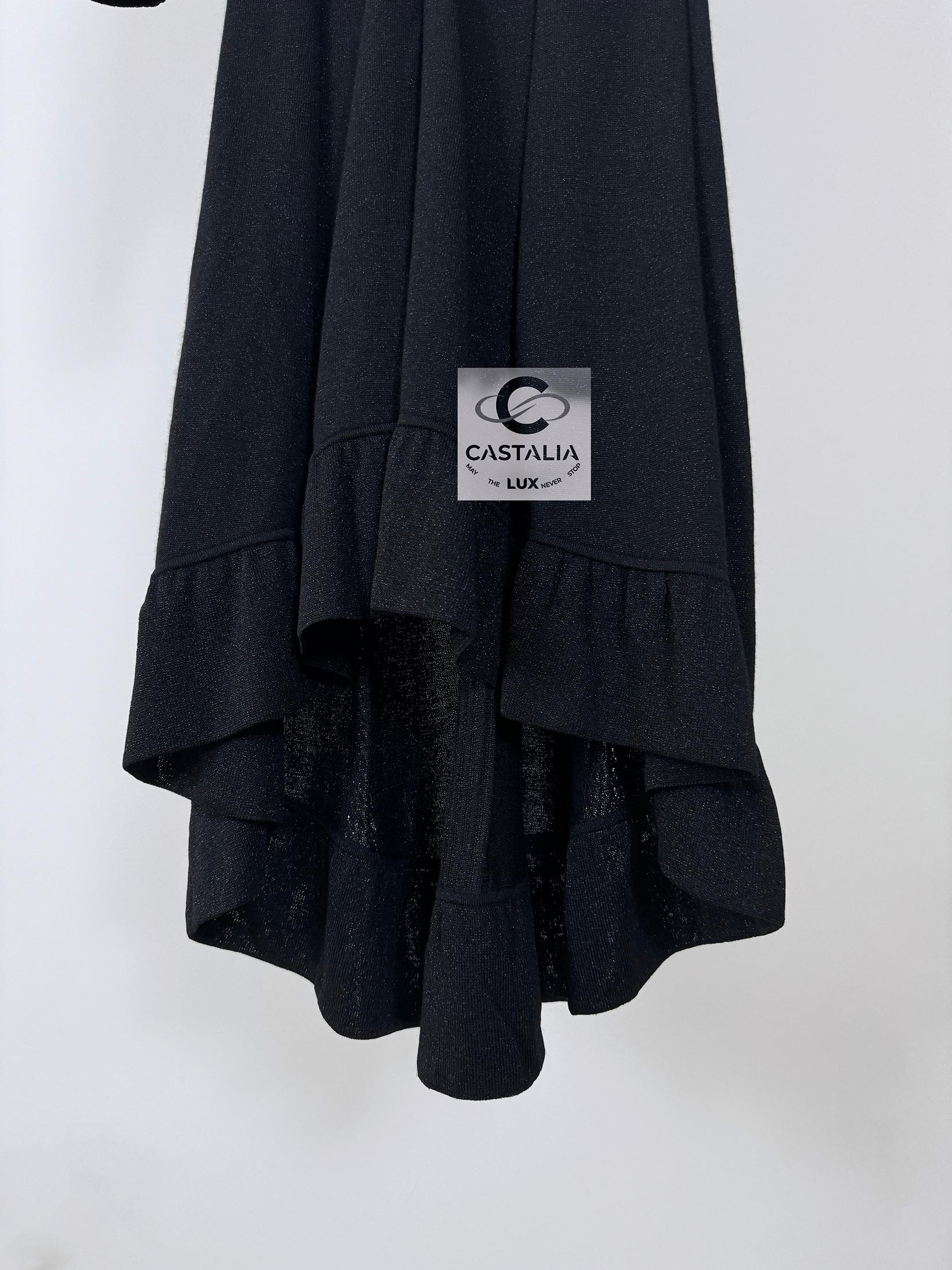 Chanel Iconic 2020 Ad Campaign Maxi Black Shimmer Dress 34 FR For Sale 12