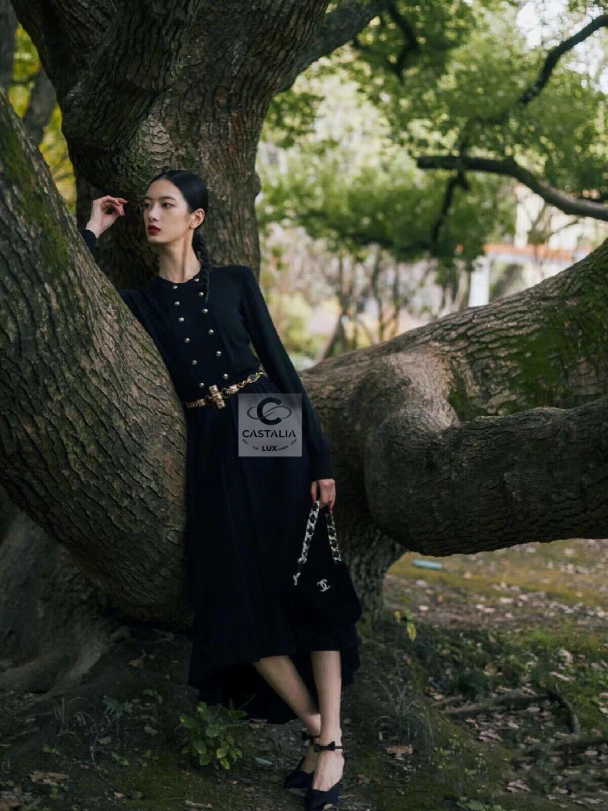 Chanel Iconic 2020 Ad Campaign Maxi Black Shimmer Dress 34 FR For Sale 5