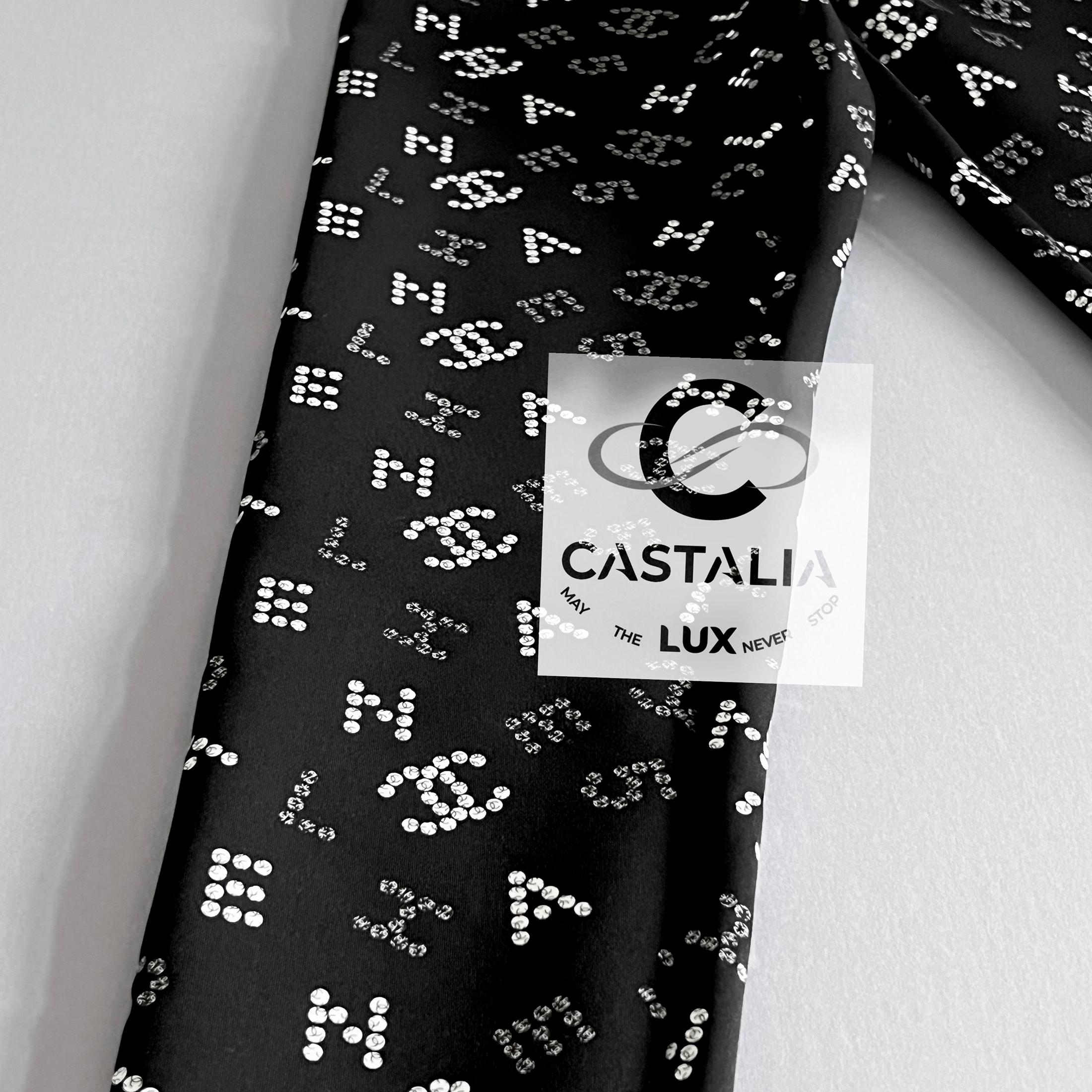 Chanel Iconic Vittoria Ceretti Stil CC Logo Schwarze Leggings 36 FR im Angebot 6