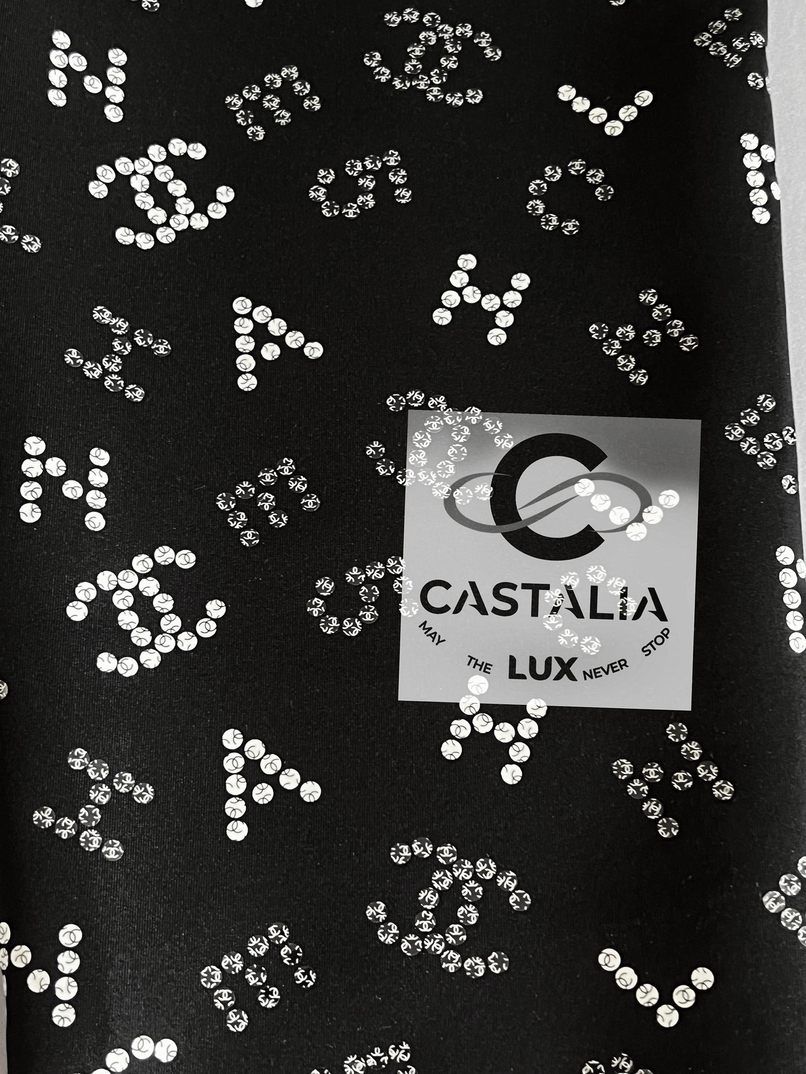 Chanel Iconic Vittoria Ceretti Stil CC Logo Schwarze Leggings 36 FR im Angebot 10