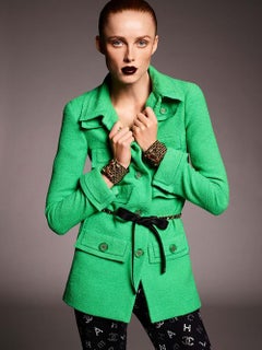 Chanel Iconic Vittoria Ceretti Style CC Logo Black Leggings 36 FR