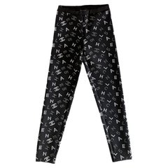 Chanel Iconic Vittoria Ceretti Style CC Logo Black Leggings 36 FR