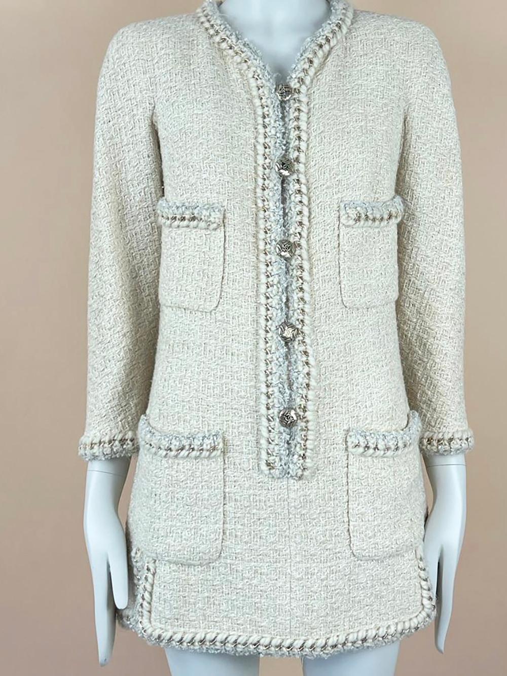 Chanel Iconic 4-Pockets Chain Trim Tweed Jacket Dress 5