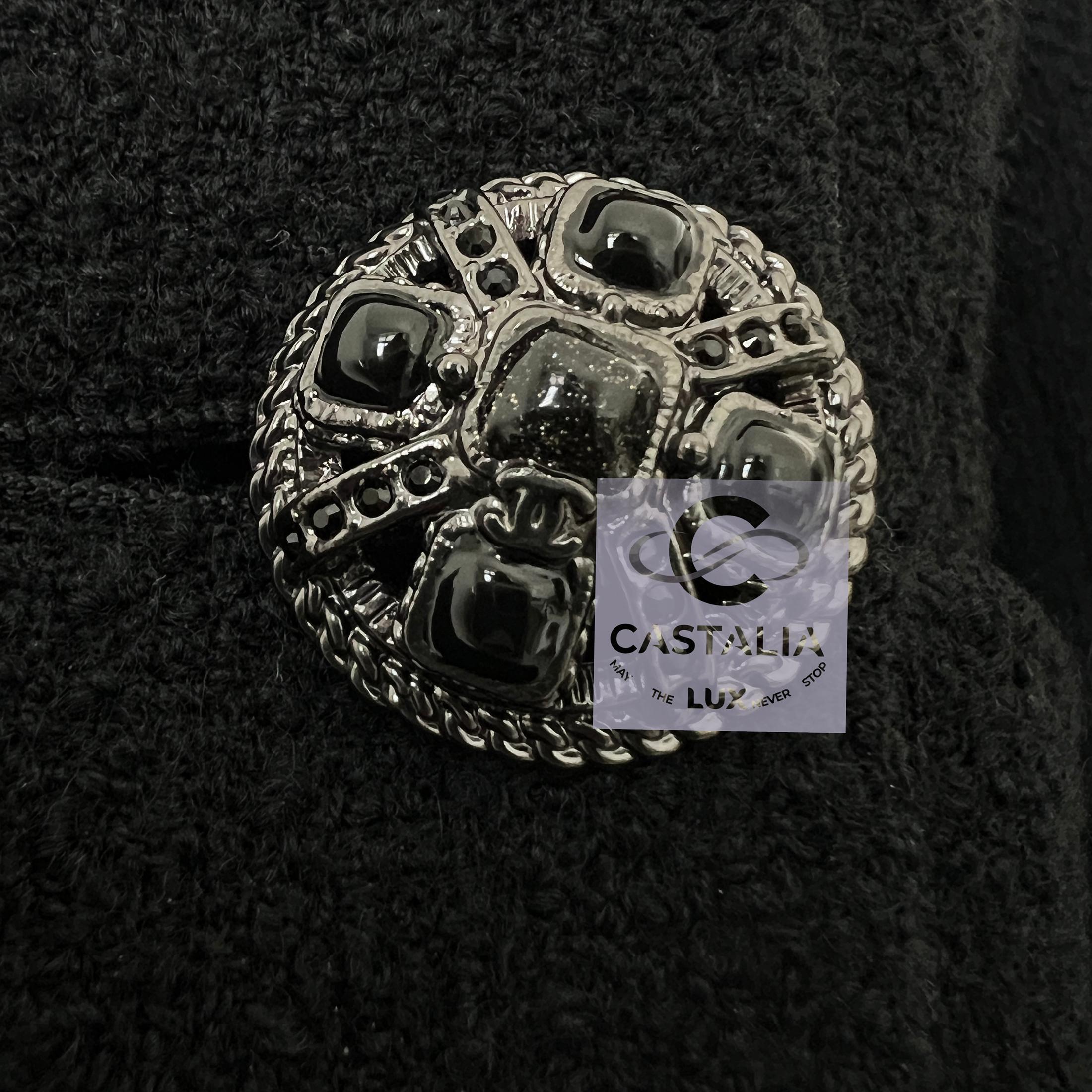 Chanel Iconic 9K$ Lady Gaga Style Black Tweed Jacket 36 FR For Sale 7