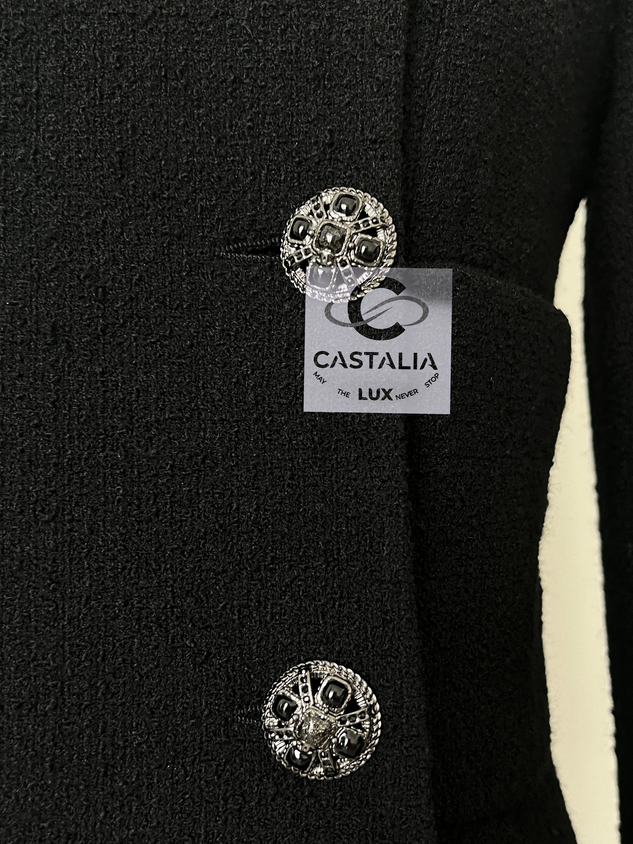 Chanel Iconic 9K$ Lady Gaga Style Black Tweed Jacket 36 FR For Sale 8