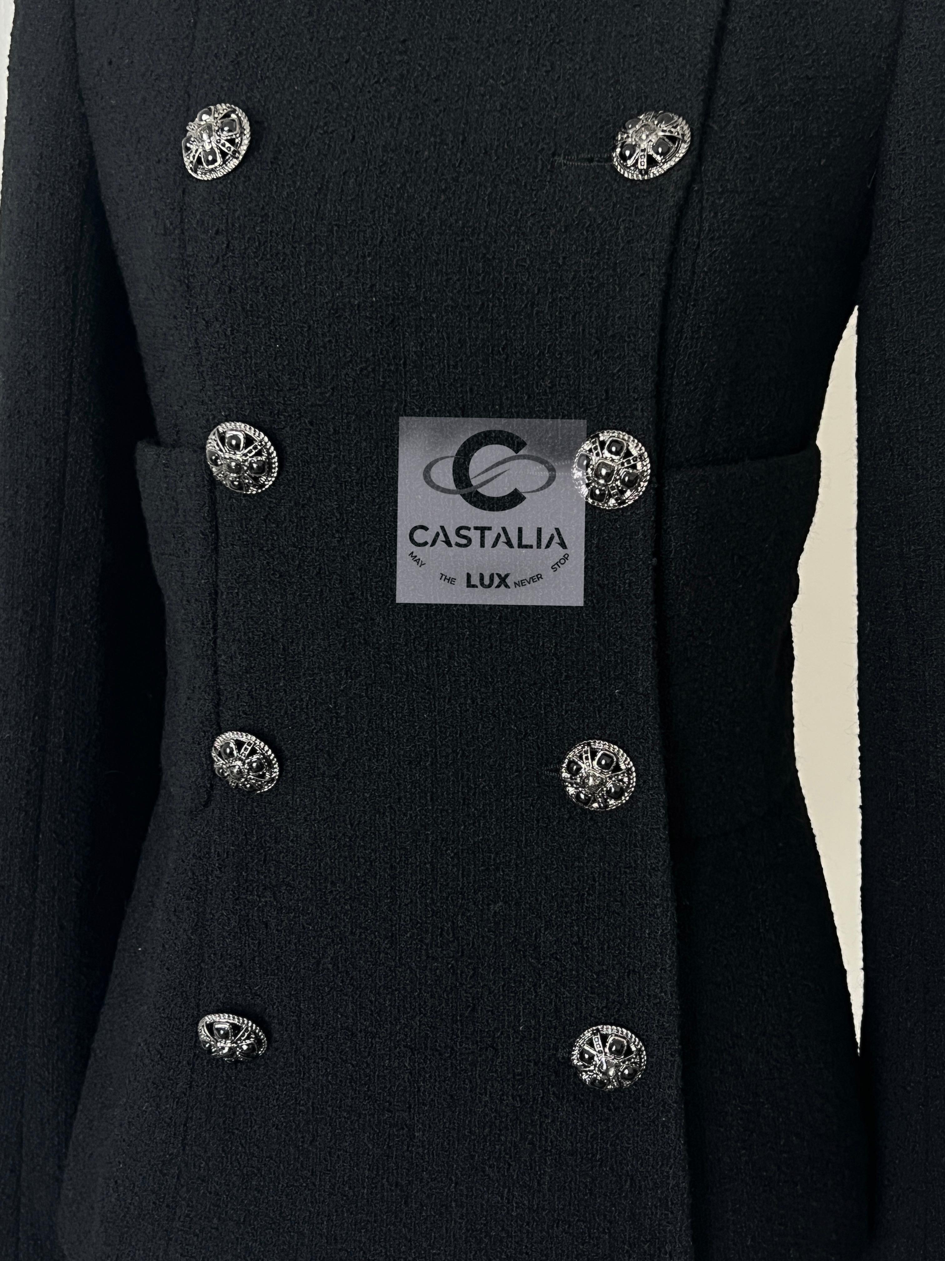 Chanel Iconic 9K$ Lady Gaga Style Black Tweed Jacket 36 FR For Sale 10