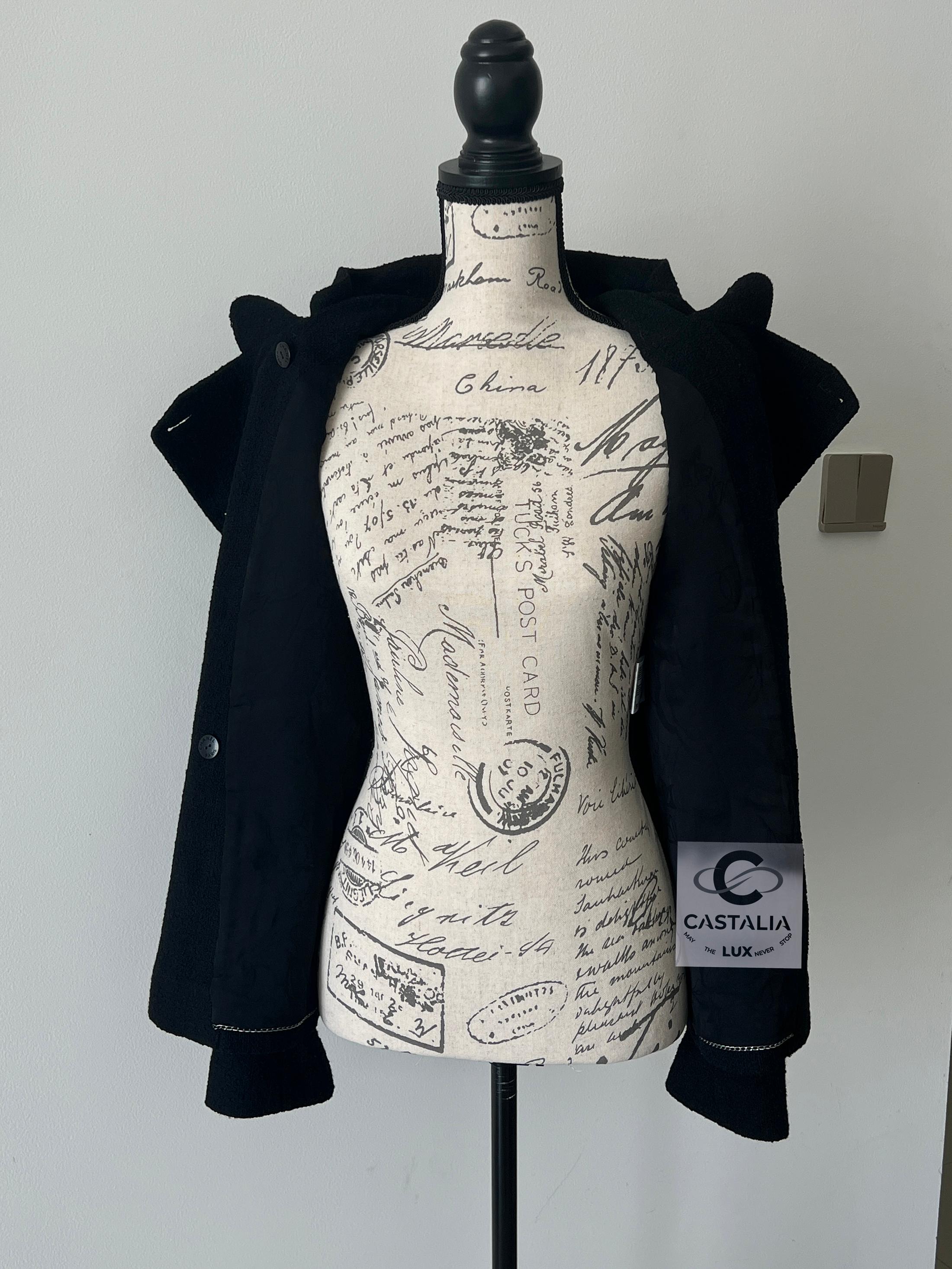 Chanel Iconic 9K$ Lady Gaga Style Black Tweed Jacket 36 FR For Sale 11