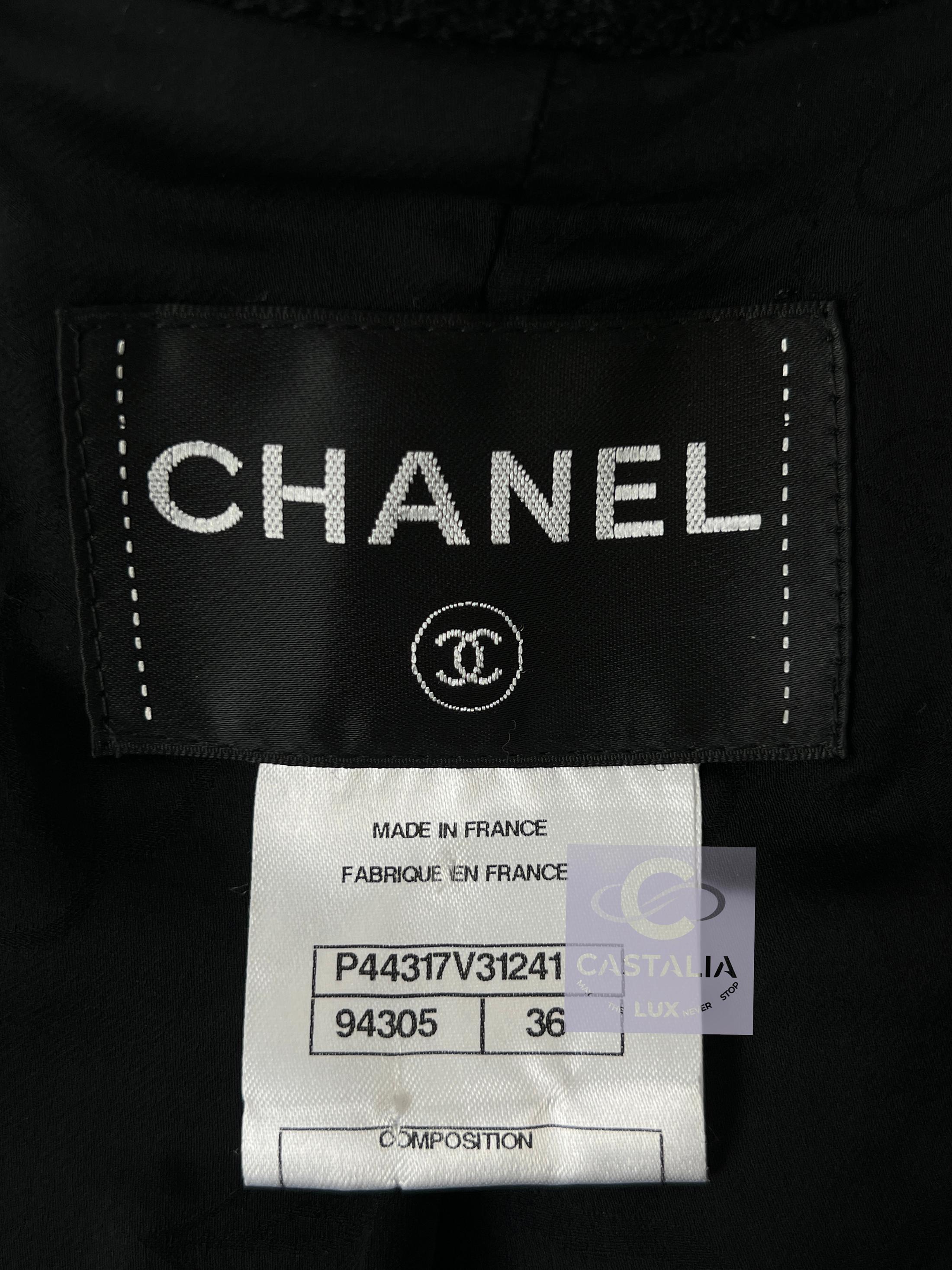 Chanel Iconic 9K$ Lady Gaga Style Black Tweed Jacket 36 FR For Sale 14