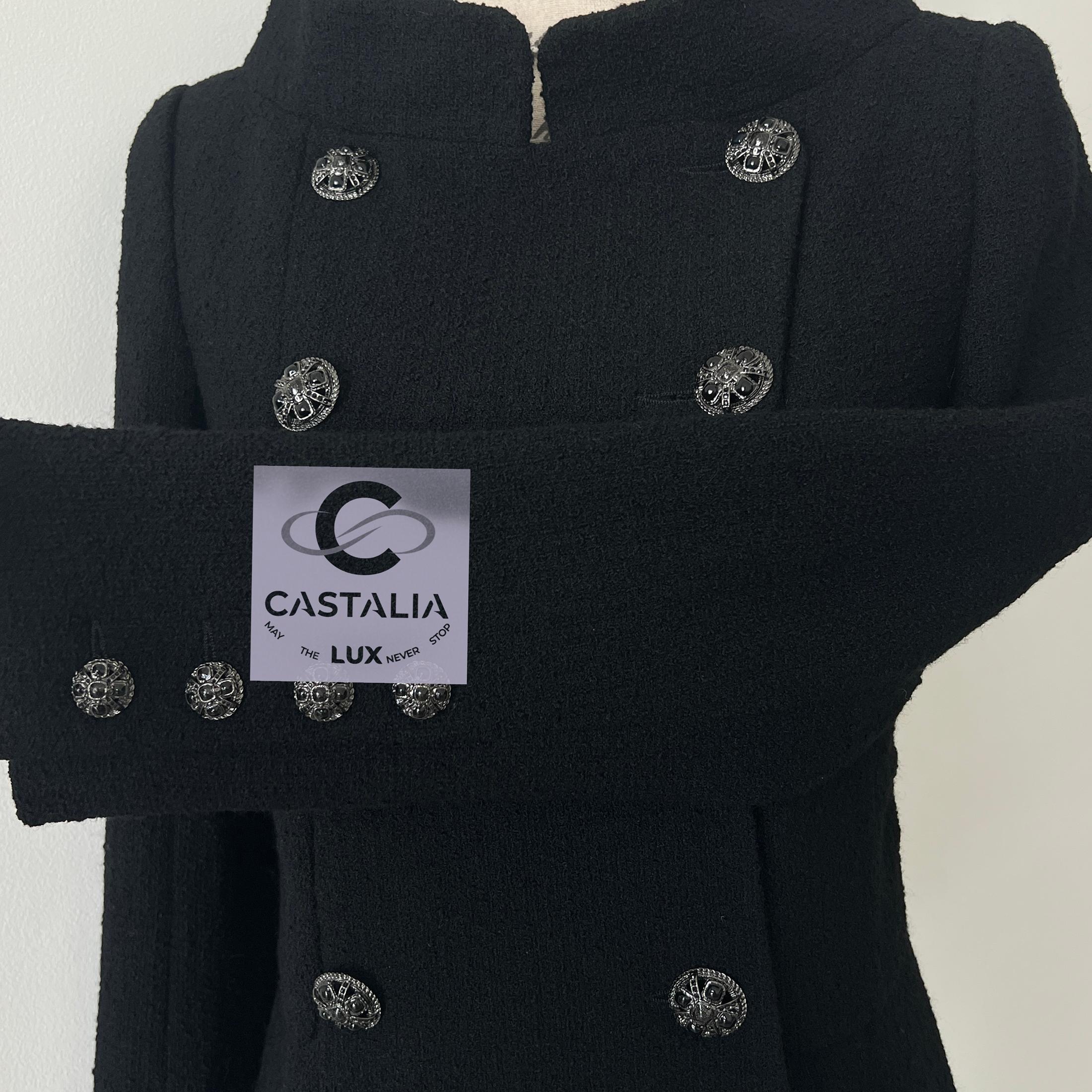 Chanel Iconic 9K$ Lady Gaga Style Black Tweed Jacket 36 FR For Sale 2