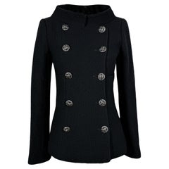 Chanel Iconic 9K$ Lady Gaga Stil Schwarze Tweed-Jacke 36 FR