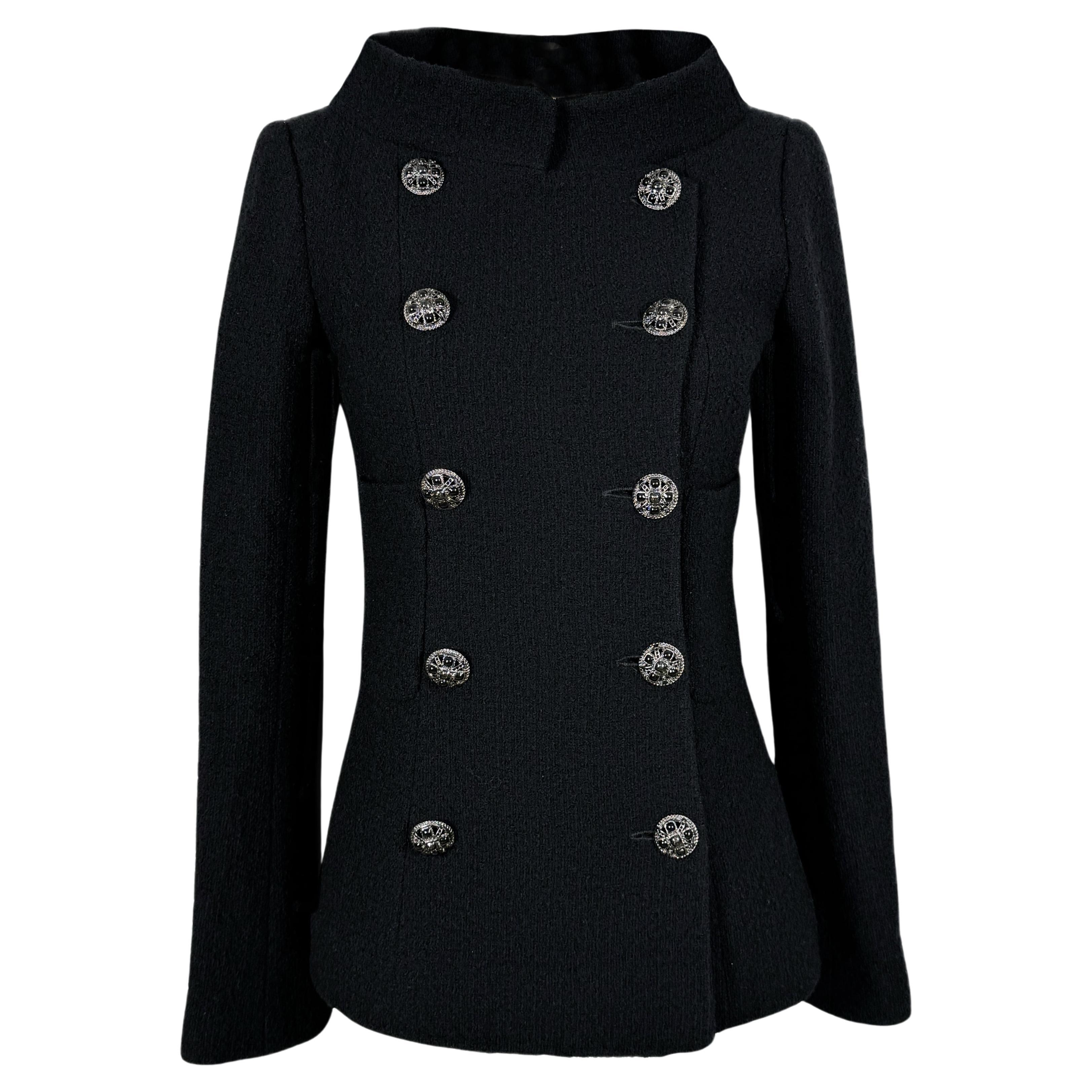 Chanel Iconic 9K$ Lady Gaga Style Black Tweed Jacket 36 FR For Sale