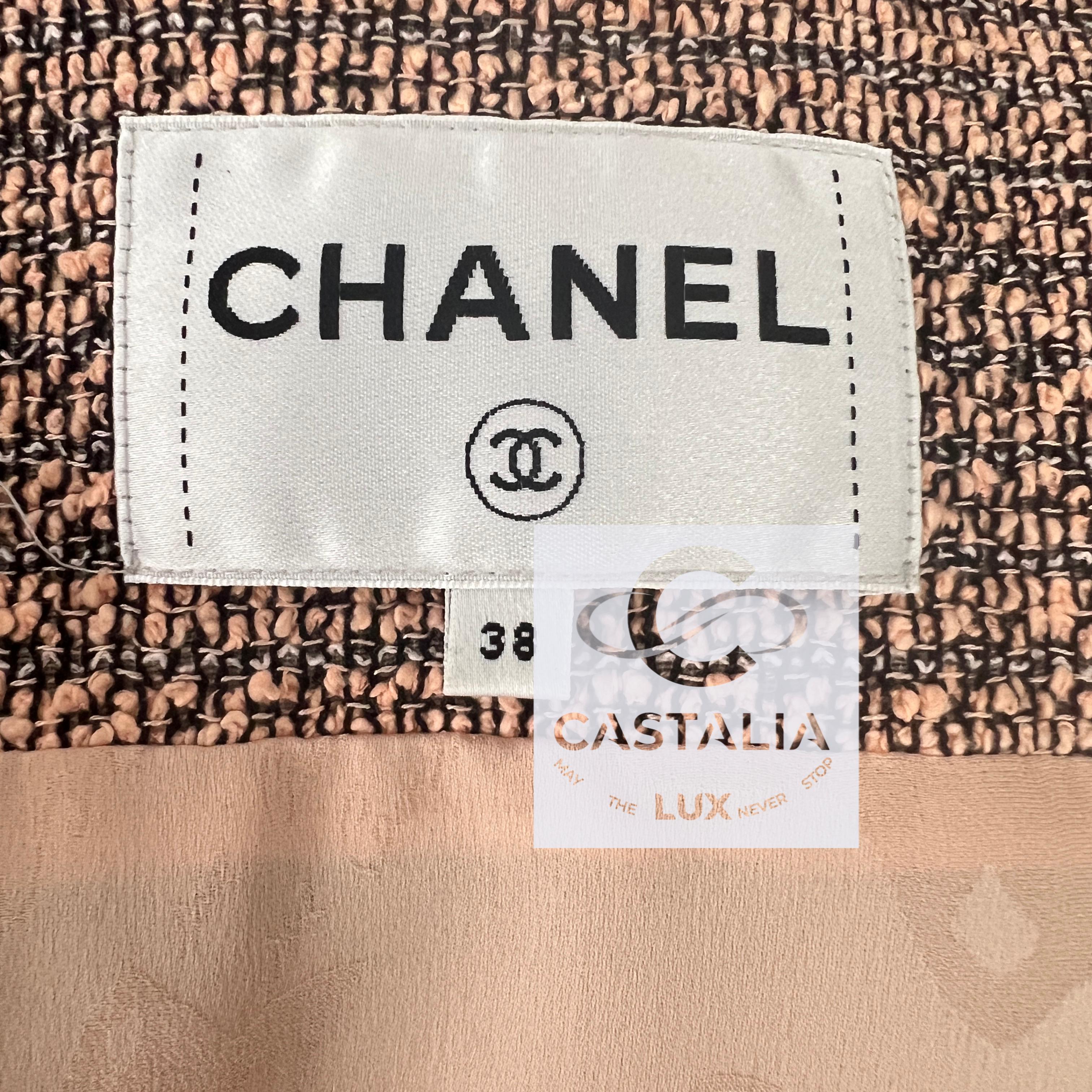 Donna Chanel Iconic Ad Campaigner Giacca in tweed e denim rosa 38 FR in vendita