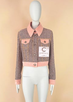 CHANEL Iconic Ad Campaign Pink Tweed & Denim Jacket 38 FR