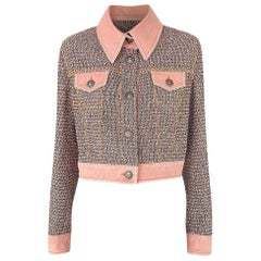 CHANEL Iconic Ad Campaign Pink Tweed & Denim Jacket 38 FR