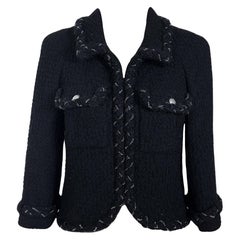 Chanel Iconic Anna Wintour Black Tweed Jacket with Chain Trim 38 FR