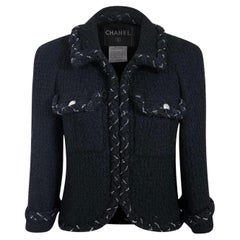 CHANEL Iconic Anna Wintour Style Black Tweed Jacket with Chain Trim 38 FR