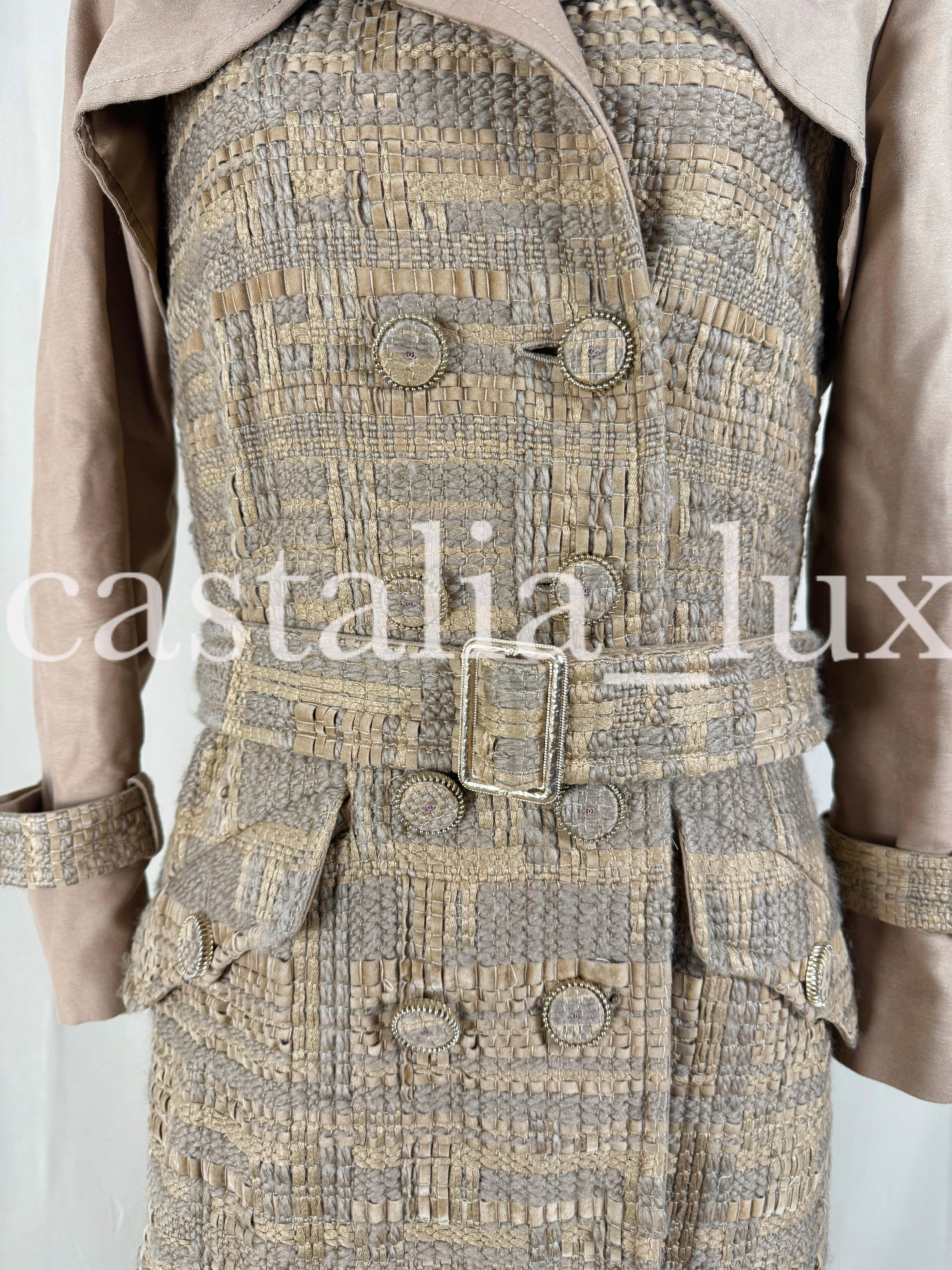 Chanel Iconic Billboards Ribbon Tweed Trench Coat For Sale 11