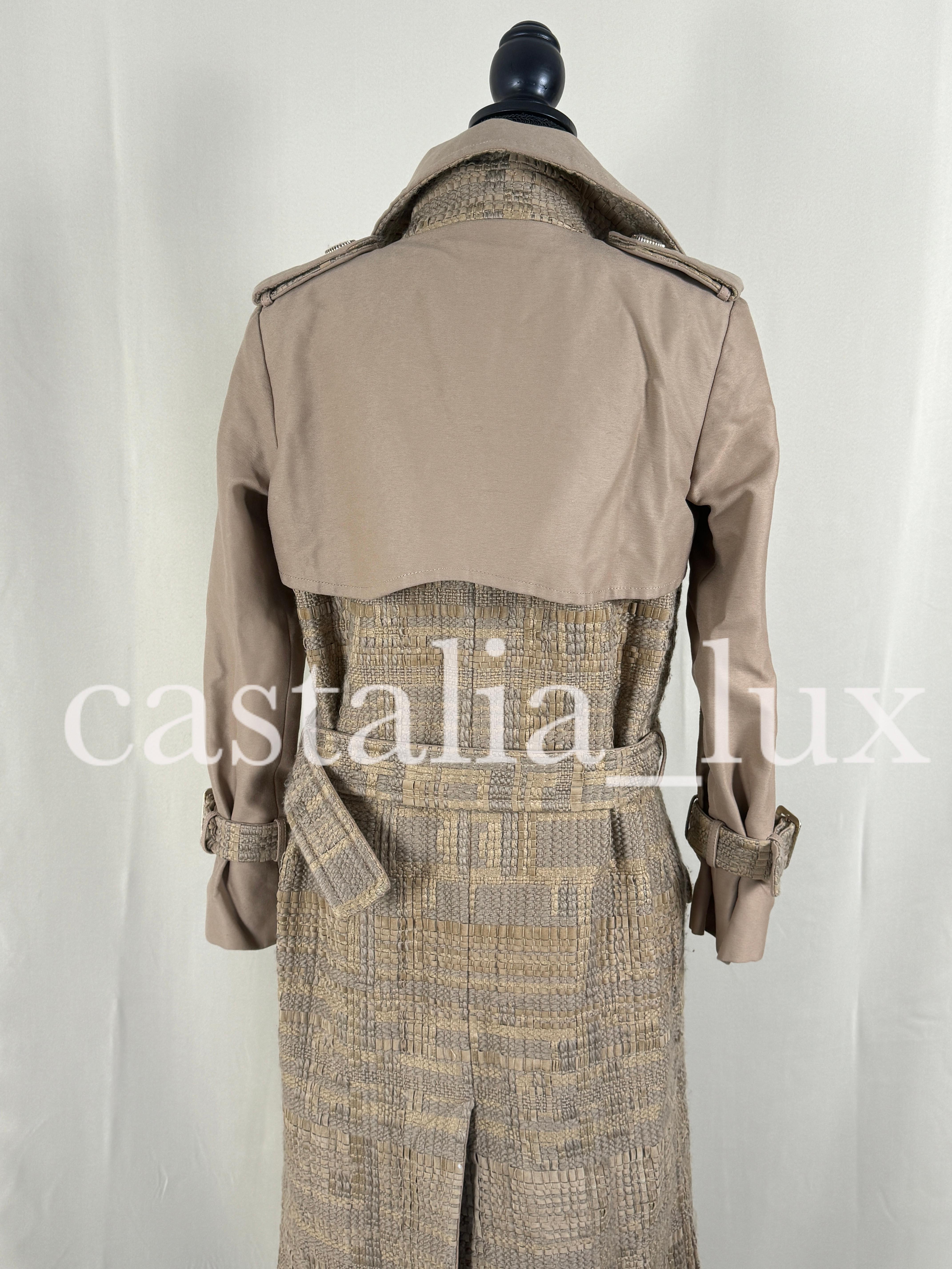 Chanel Iconic Billboards Ribbon Tweed Trench Coat For Sale 12