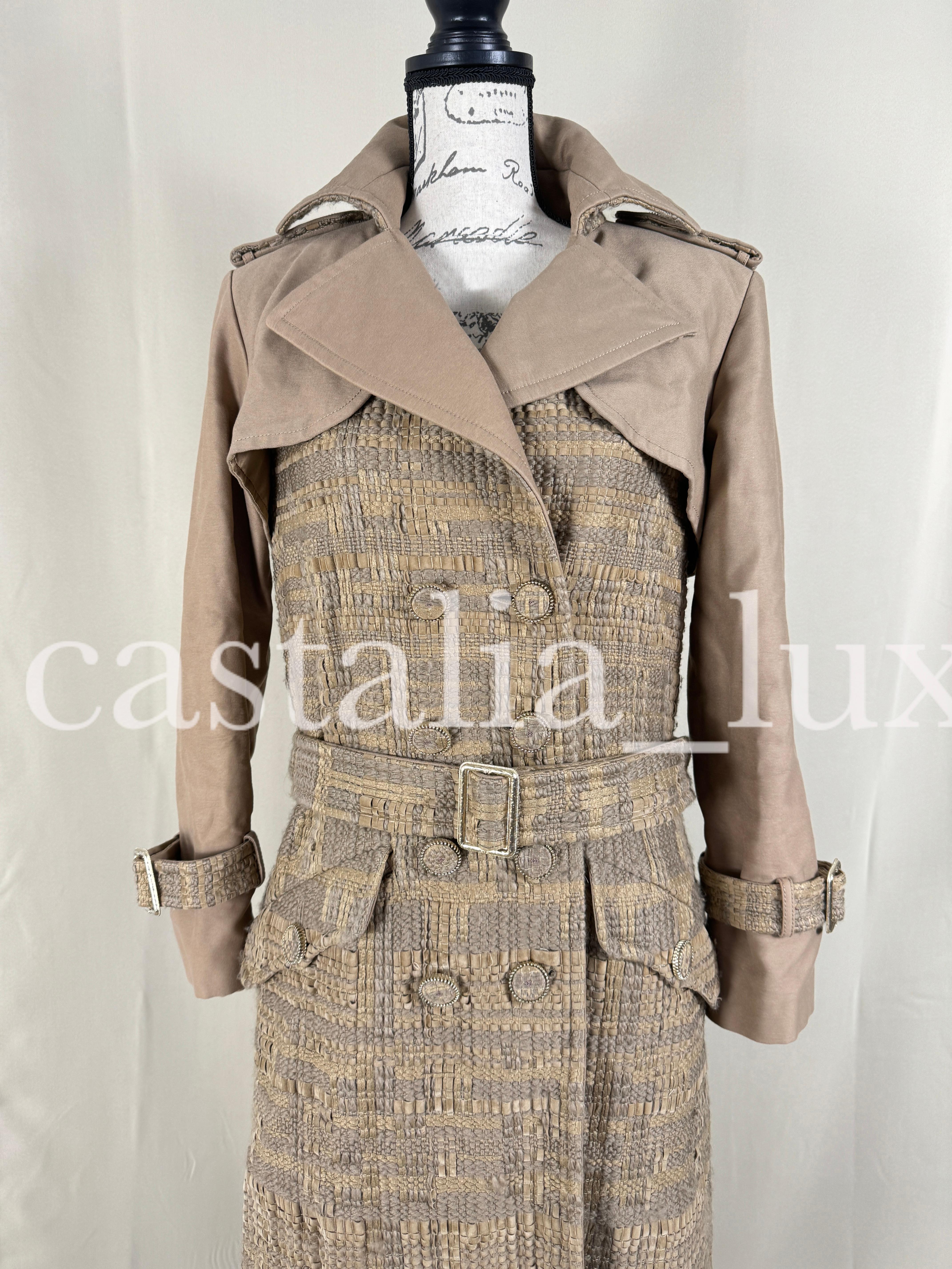 Chanel Iconic Billboards Ribbon Tweed Trench Coat For Sale 2