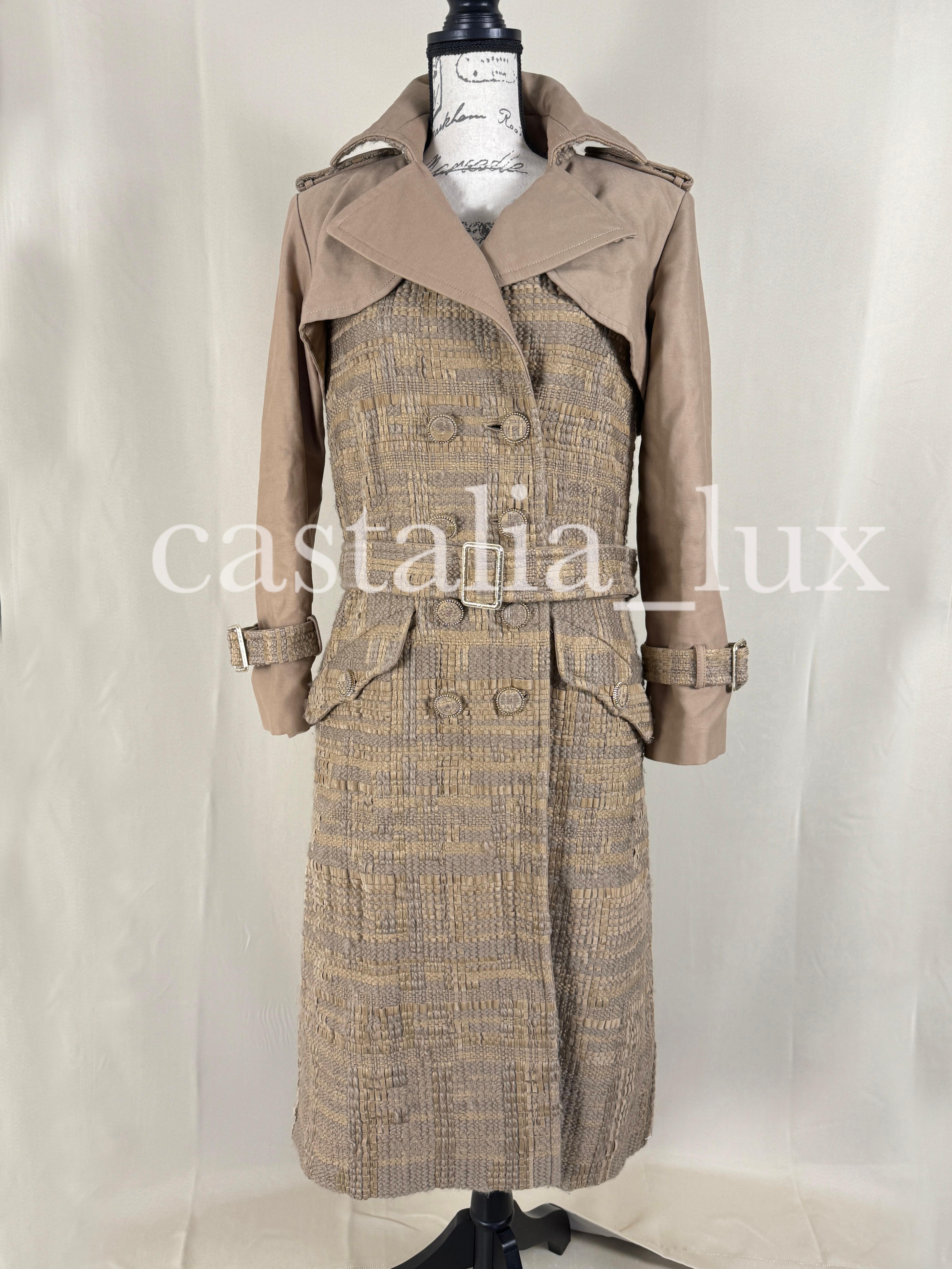 Chanel Iconic Billboards Ribbon Tweed Trench Coat For Sale 3