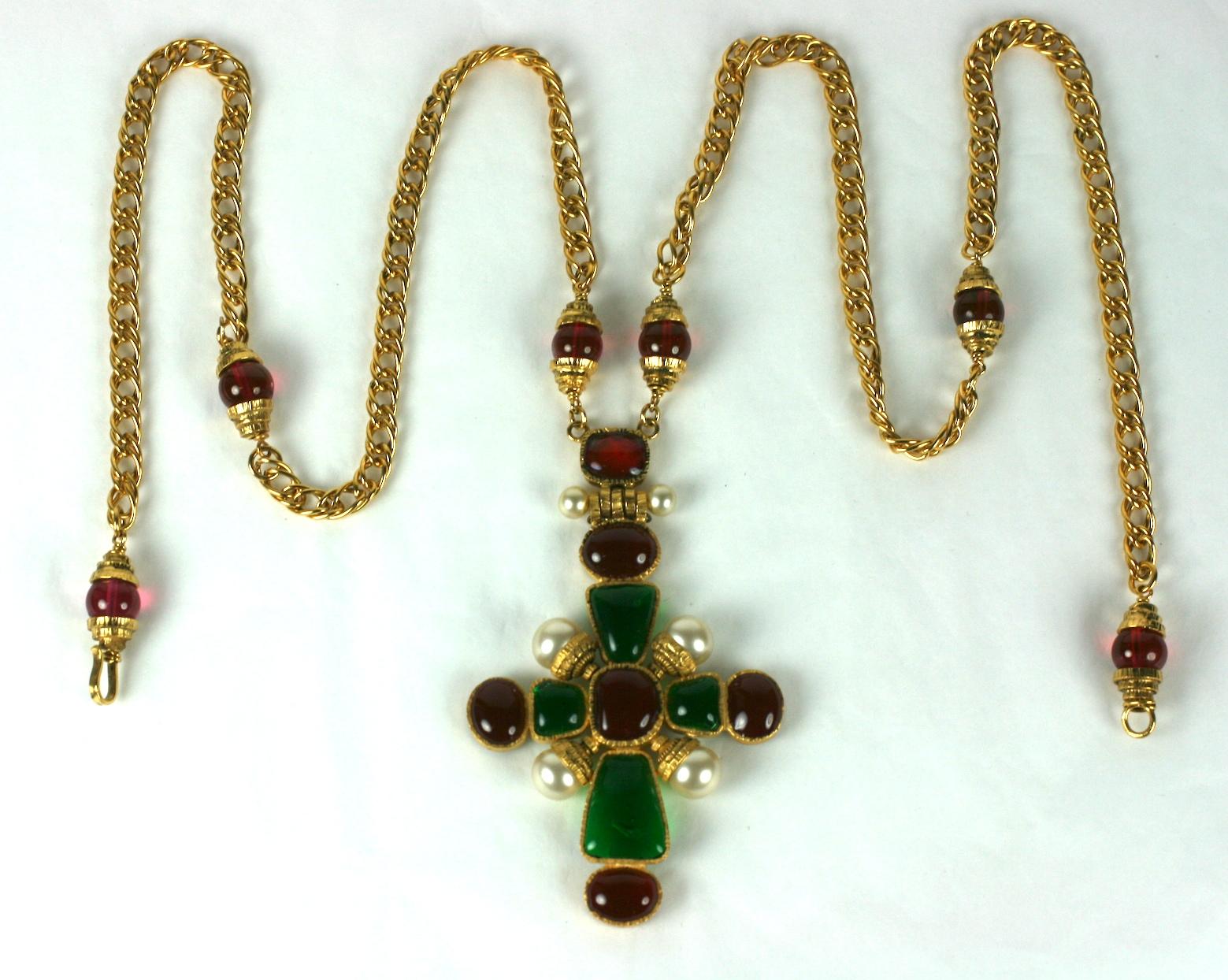 Chanel Iconic Byzantine Pendant Cross Necklace In Excellent Condition In New York, NY