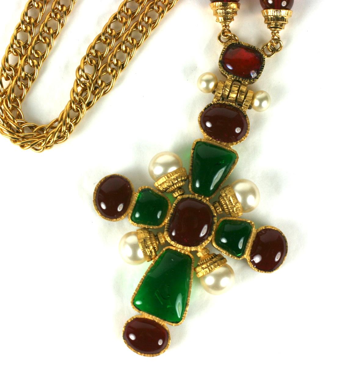 Chanel Iconic Byzantine Pendant Cross Necklace In Excellent Condition In New York, NY