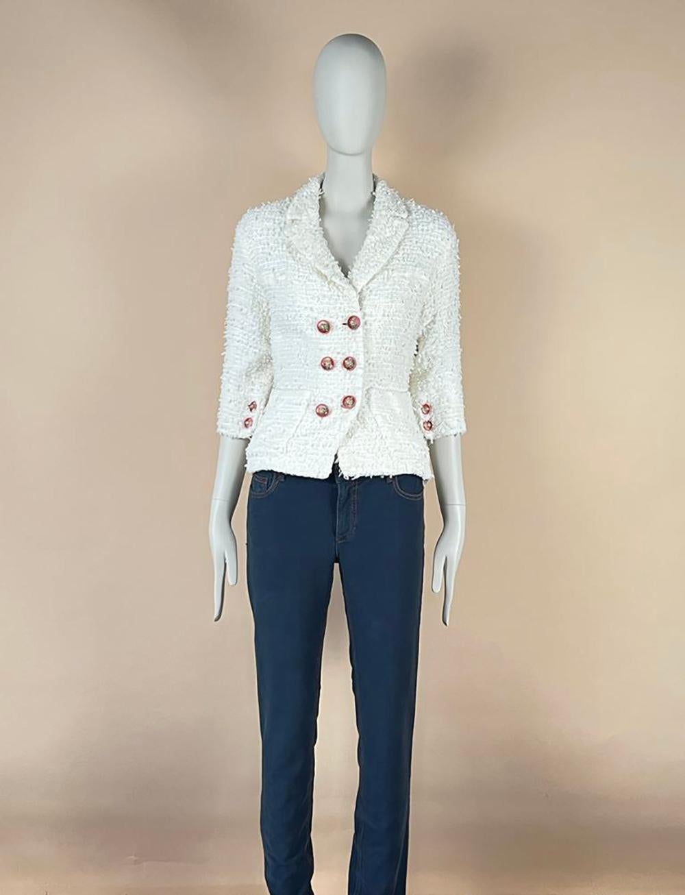 Chanel Iconic CC Buttons Little White Jacket 10