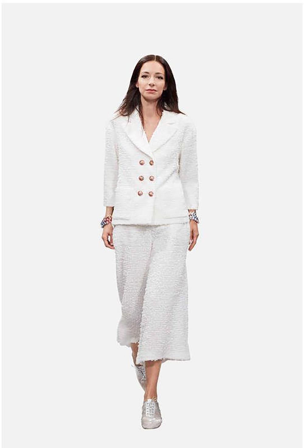 Women's or Men's Chanel Iconic CC Buttons Little White Jacket