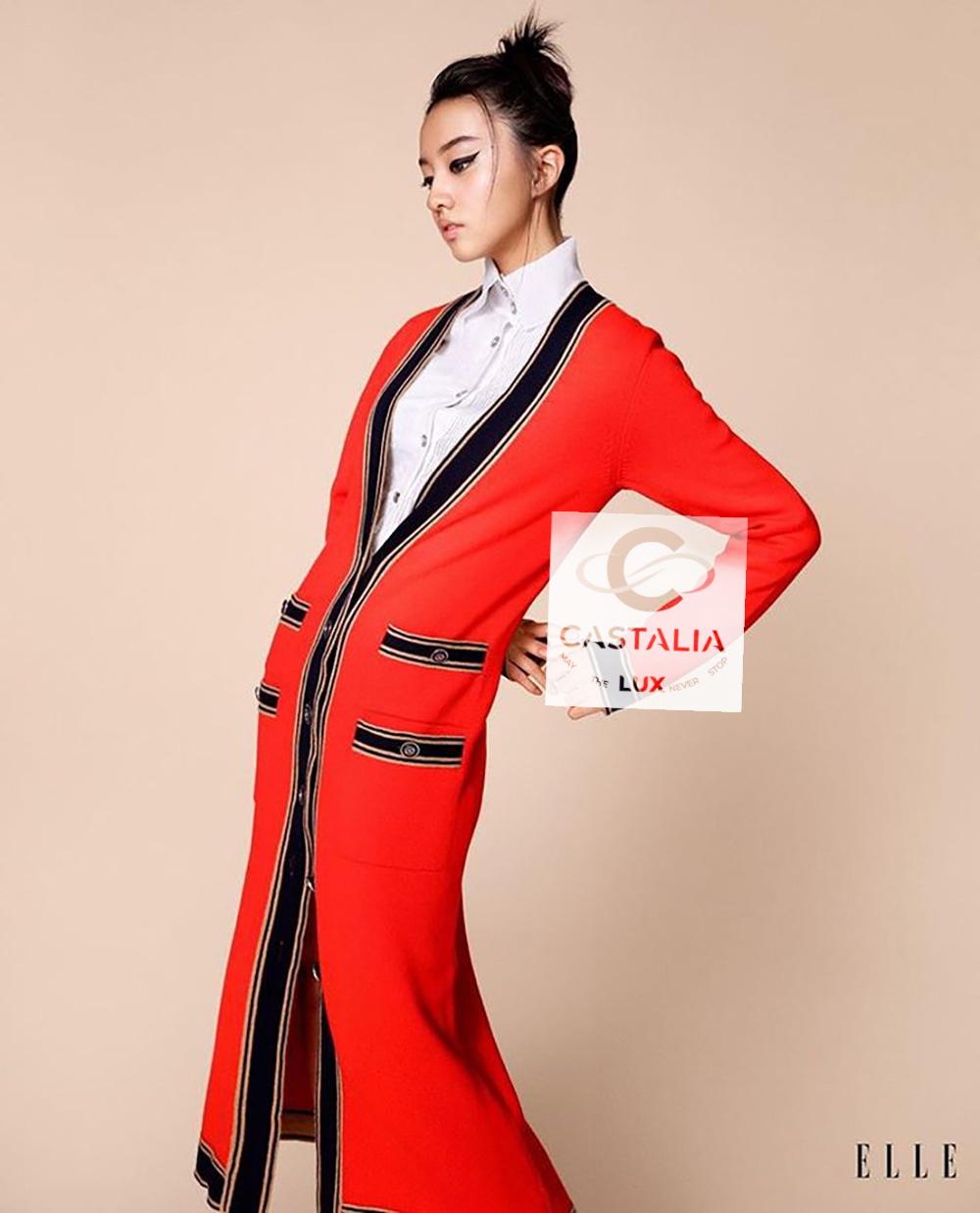Chanel Iconic CC Buttons Red Maxi Cashmere Cardigan 46 FR In Excellent Condition In Dubai, AE