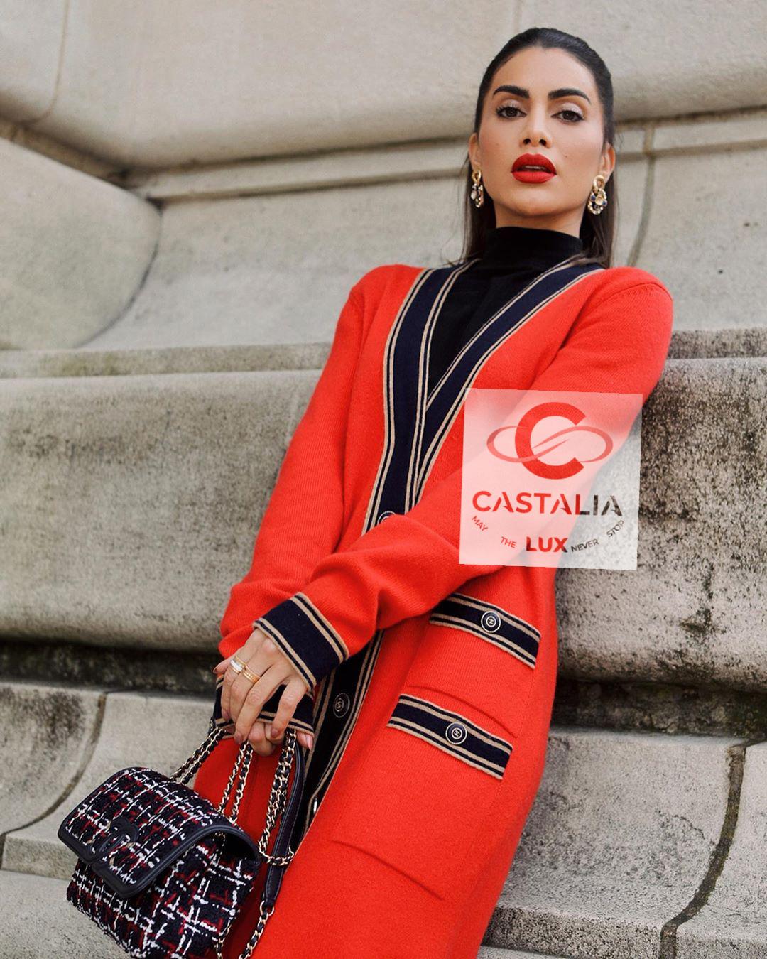 Chanel Iconic CC Buttons Red Maxi Cashmere Cardigan 46 FR 4