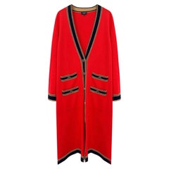 Chanel Iconic CC Maxi-Kaschmir-Strickjacke mit Knopfleisten in Rot 46 FR