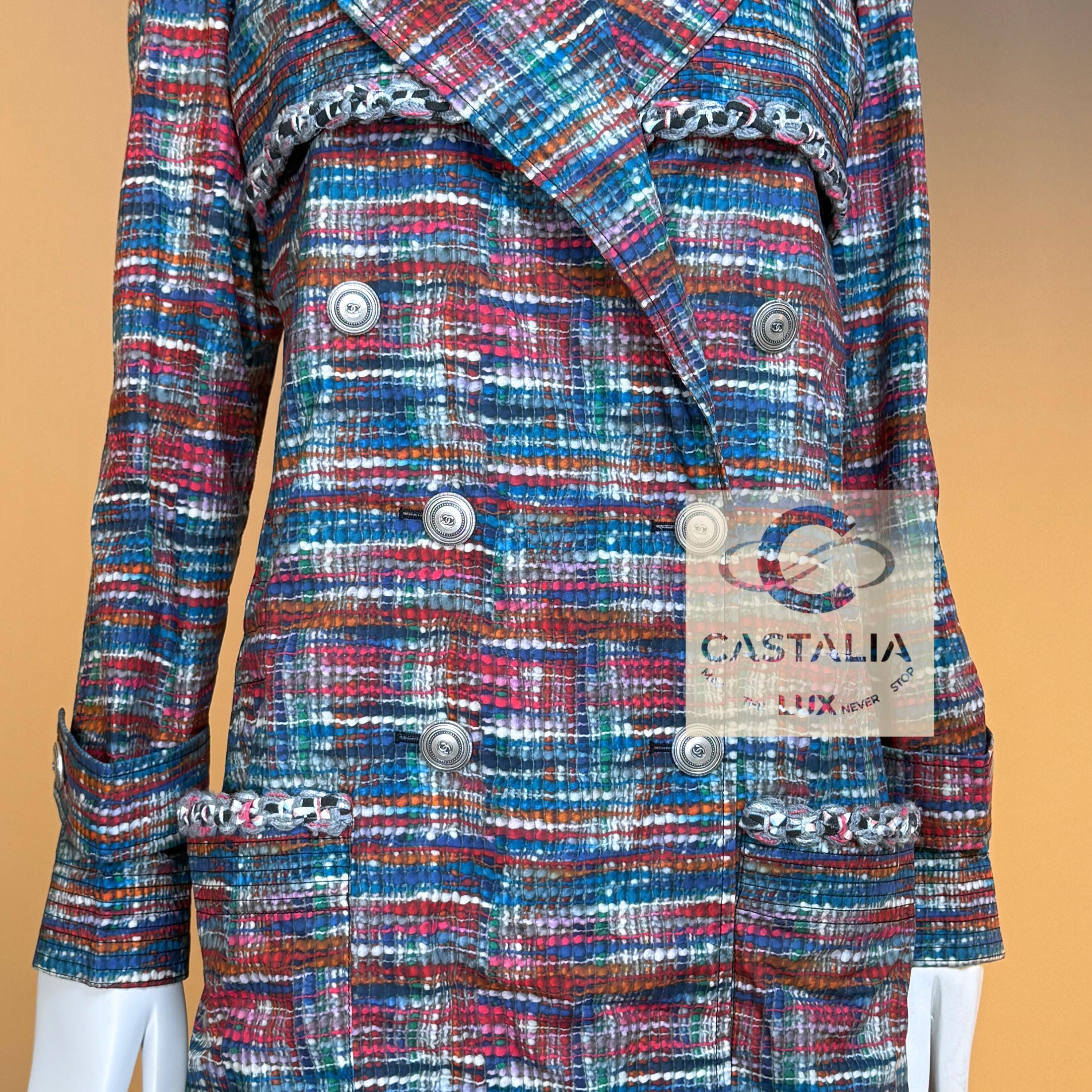 Chanel Iconic CC Buttons Vibrant Trench Coat 34 FR For Sale 5
