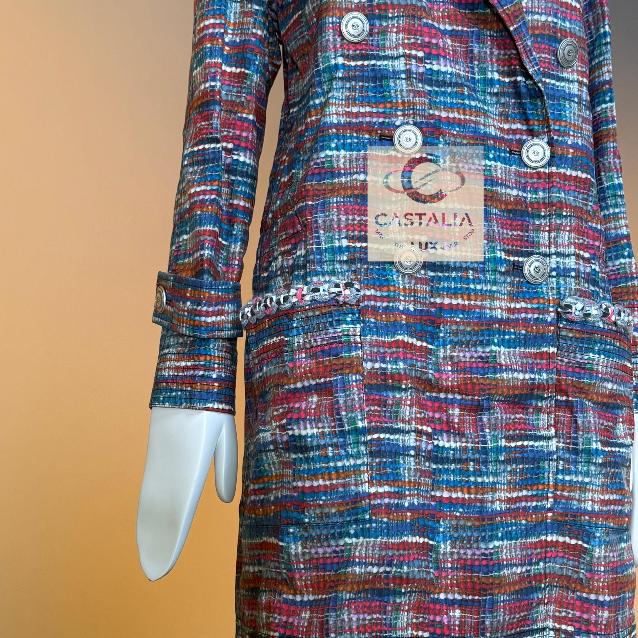 Chanel Iconic CC Buttons Vibrant Trench Coat 34 FR For Sale 8