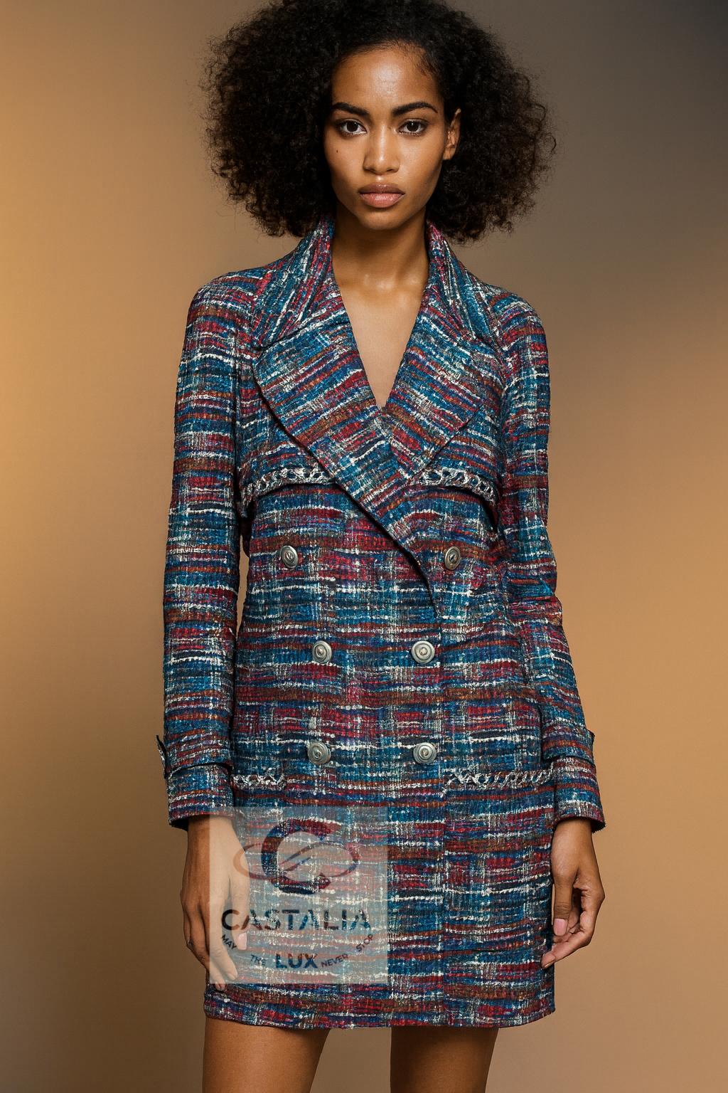 Gray Chanel Iconic CC Buttons Vibrant Trench Coat 34 FR For Sale