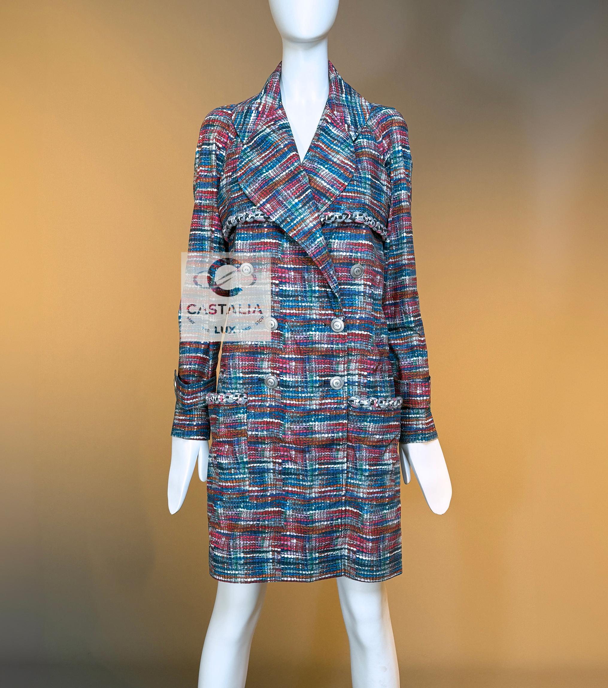 Chanel Iconic CC Buttons Vibrant Trench Coat 34 FR For Sale 3