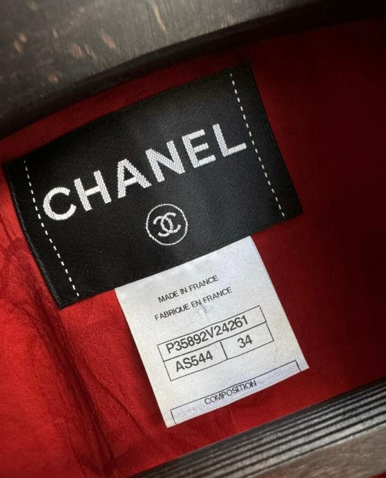 Chanel Iconic CC Eagle Buttons Classic Red Tweed Jacket 34 FR 7